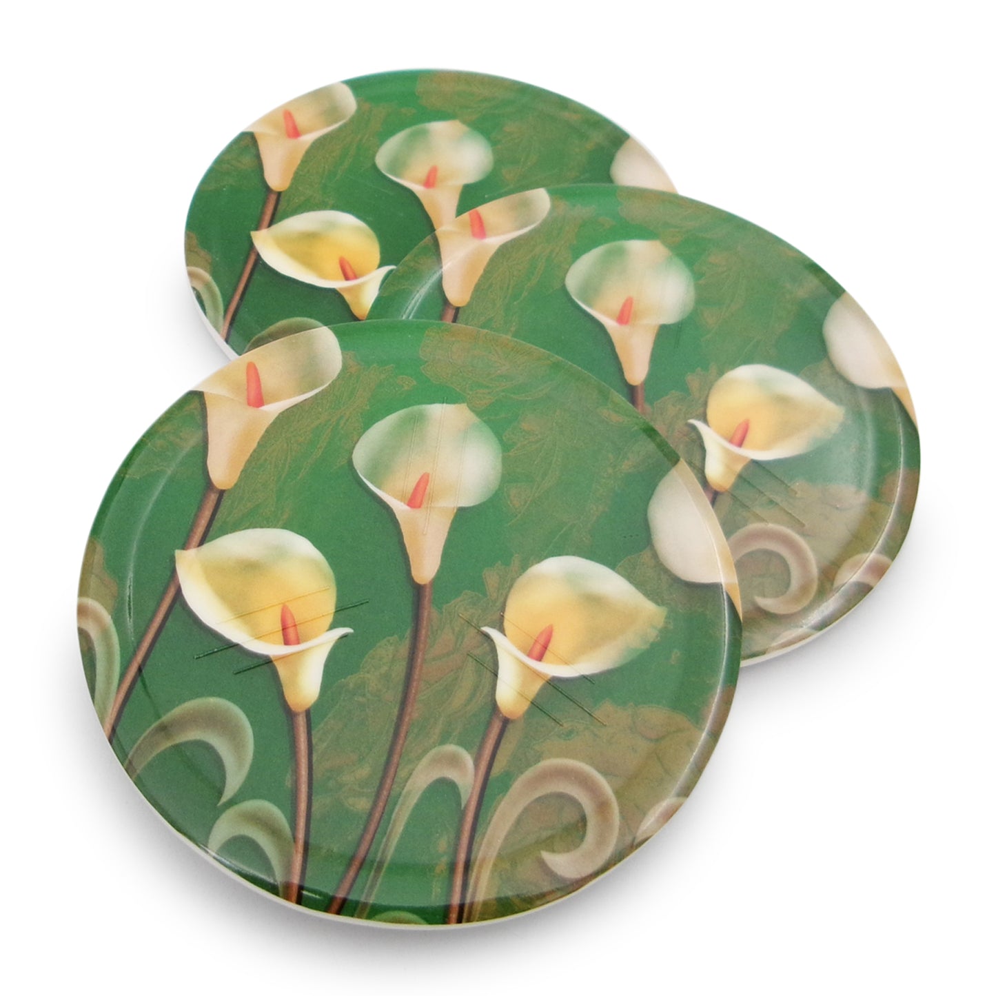 SUPERWARE | Pure Melamine | Coasters- Anthurium on White | Set Of 8 Pcs | Stain Free, Glazed Finish