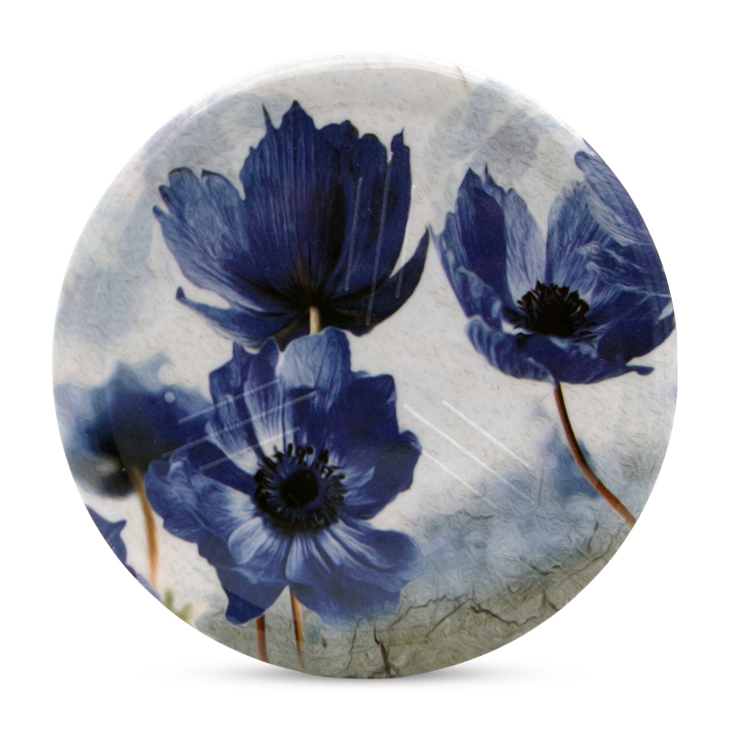 SUPERWARE | Pure Melamine | Coasters- Blue Poppy On White | Set Of 8 Pcs | Stain Free, Glazed Finish