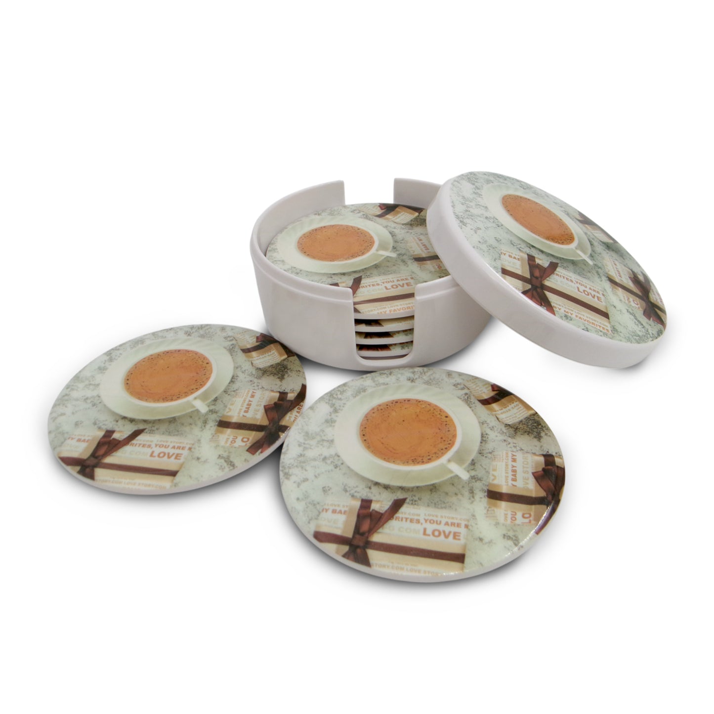 SUPERWARE | Pure Melamine | Coasters- Cappuchino | Set Of 8 Pcs | Stain Free, Glazed Finish