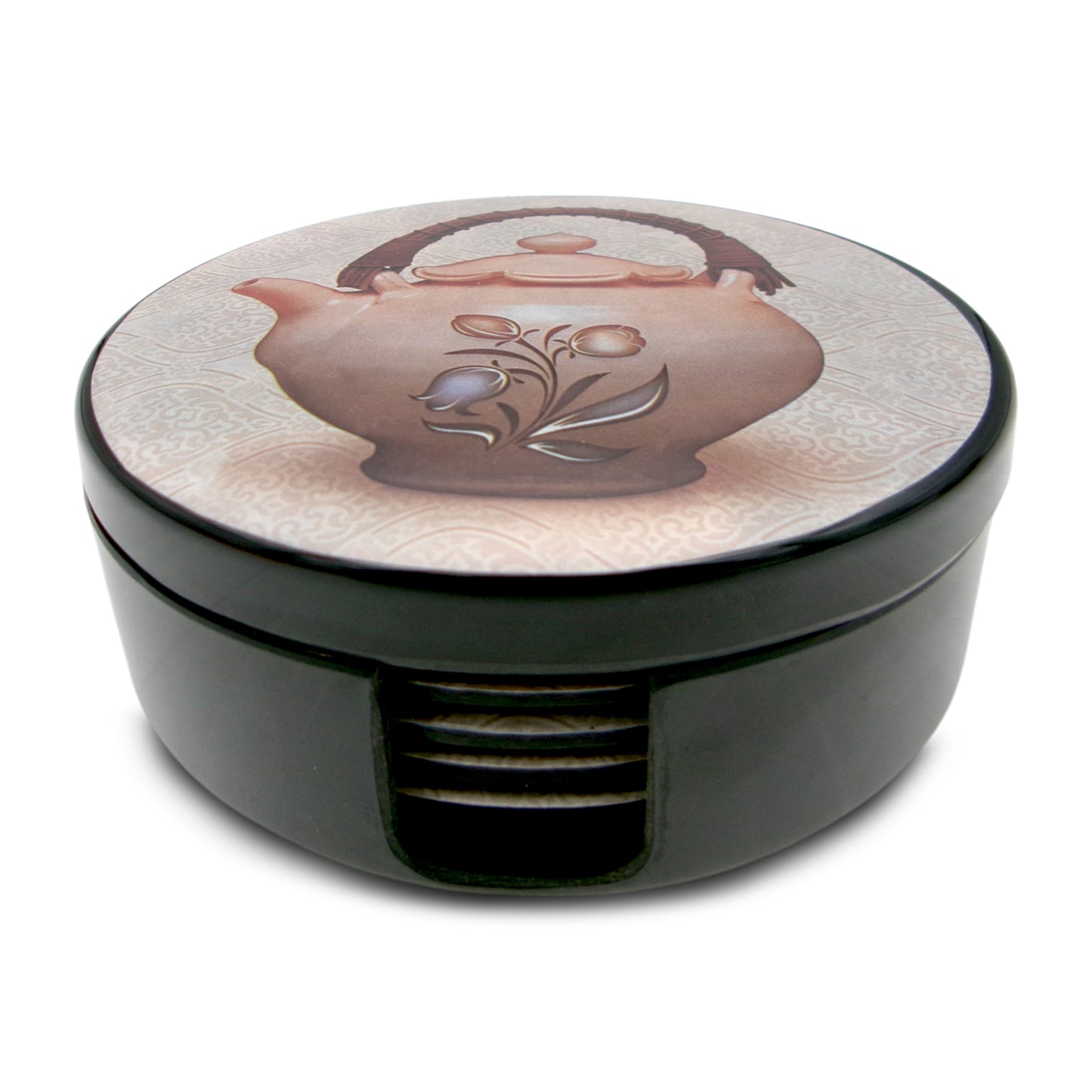 SUPERWARE | Pure Melamine | Coasters- Cha On Black | Set Of 8 Pcs | Stain Free, Glazed Finish