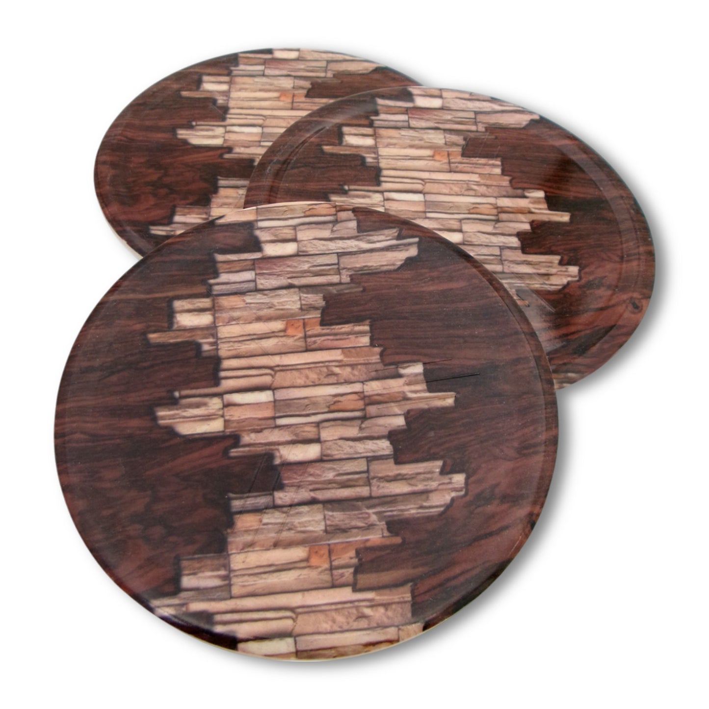 SUPERWARE | Pure Melamine | Coasters- Copperwood | Set Of 8 Pcs | Stain Free, Glazed Finish