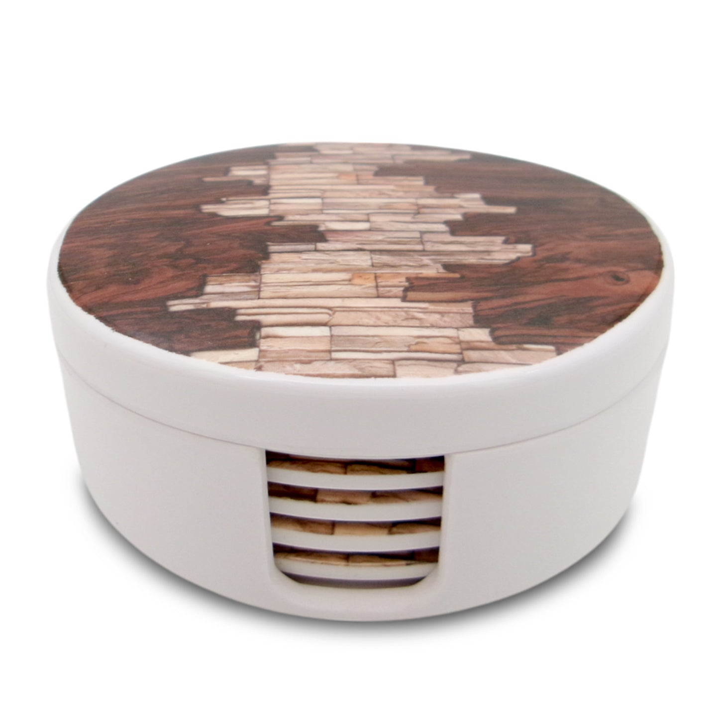 SUPERWARE | Pure Melamine | Coasters- Copperwood | Set Of 8 Pcs | Stain Free, Glazed Finish