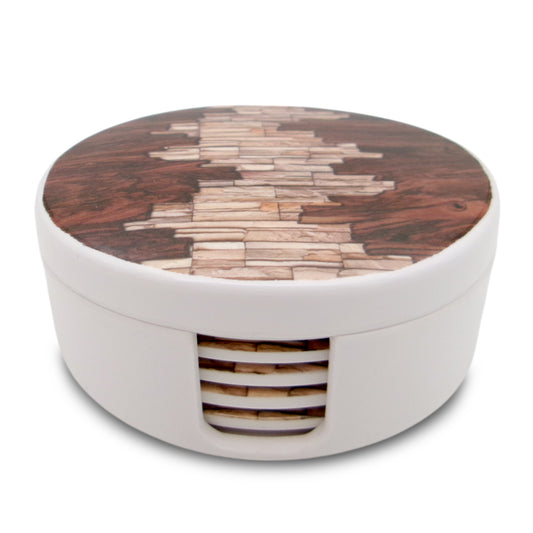 SUPERWARE | Pure Melamine | Coasters- Copperwood | Set Of 8 Pcs | Stain Free, Glazed Finish