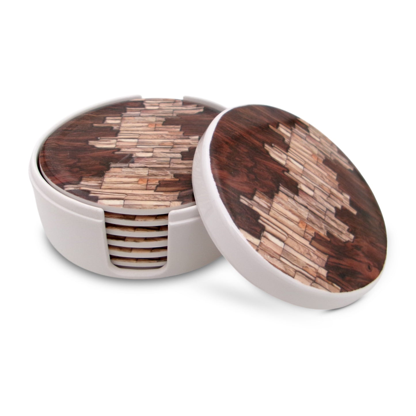 SUPERWARE | Pure Melamine | Coasters- Copperwood | Set Of 8 Pcs | Stain Free, Glazed Finish
