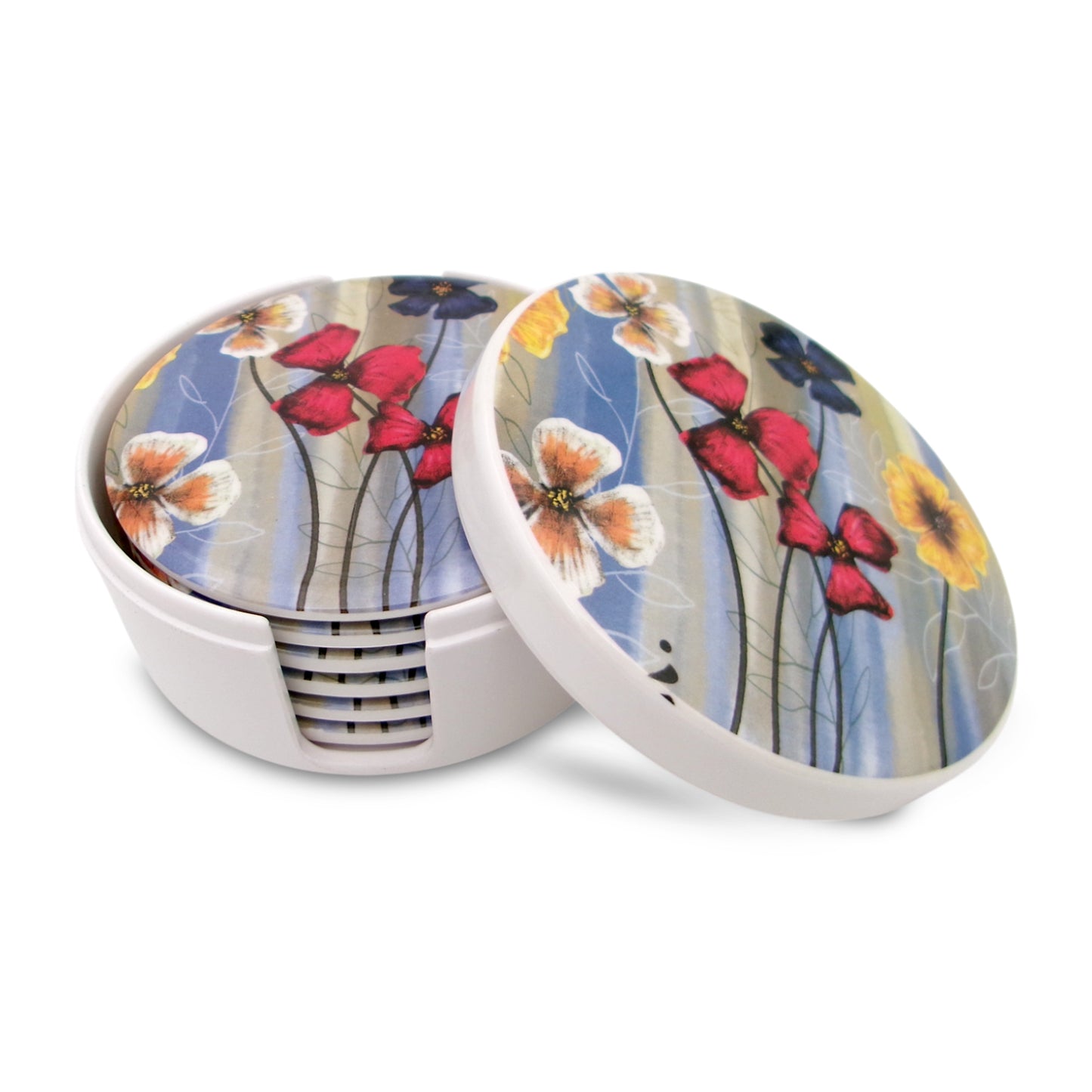 SUPERWARE | Pure Melamine | Coasters- Elora Flower | Set Of 8 Pcs | Stain Free, Glazed Finish