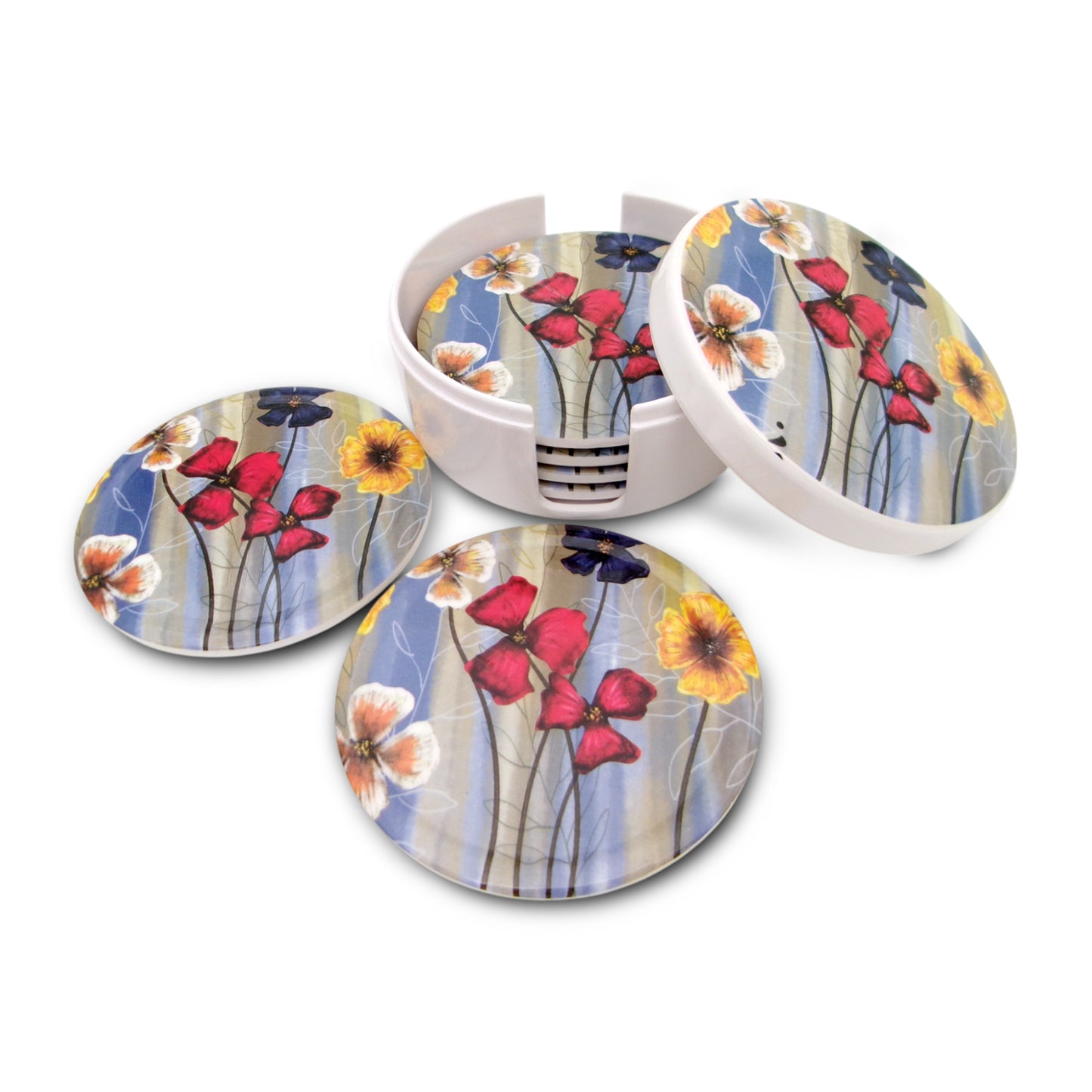 SUPERWARE | Pure Melamine | Coasters- Elora Flower | Set Of 8 Pcs | Stain Free, Glazed Finish