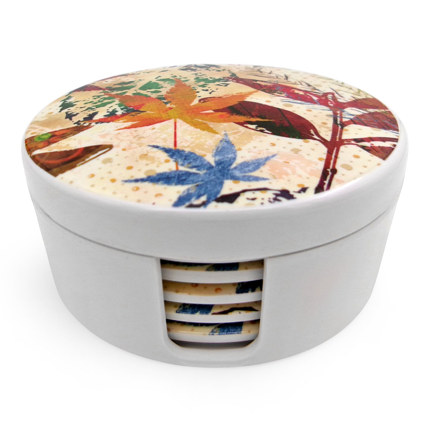 SUPERWARE | Pure Melamine | Coasters- Floresta on White | Set Of 8 Pcs | Stain Free, Glazed Finish