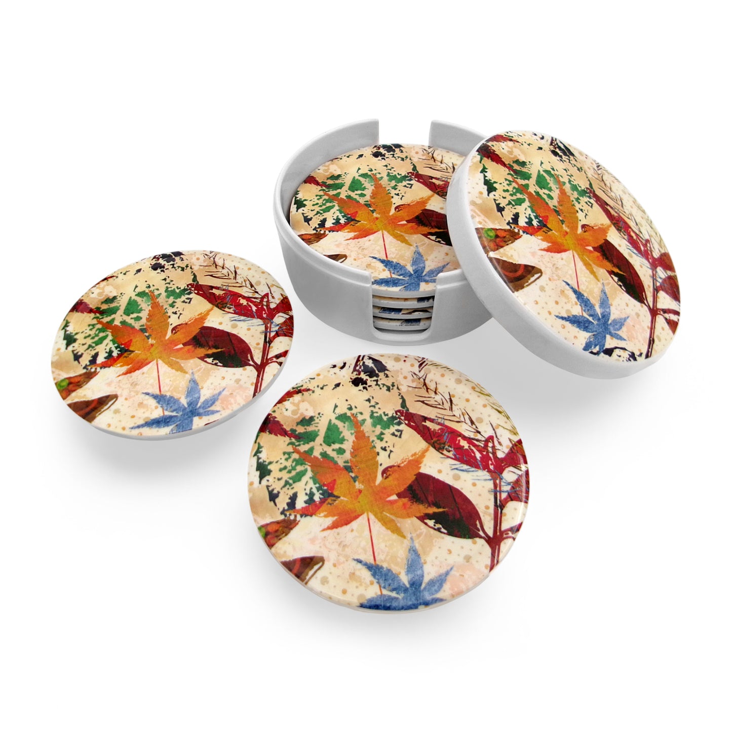 SUPERWARE | Pure Melamine | Coasters- Floresta on White | Set Of 8 Pcs | Stain Free, Glazed Finish