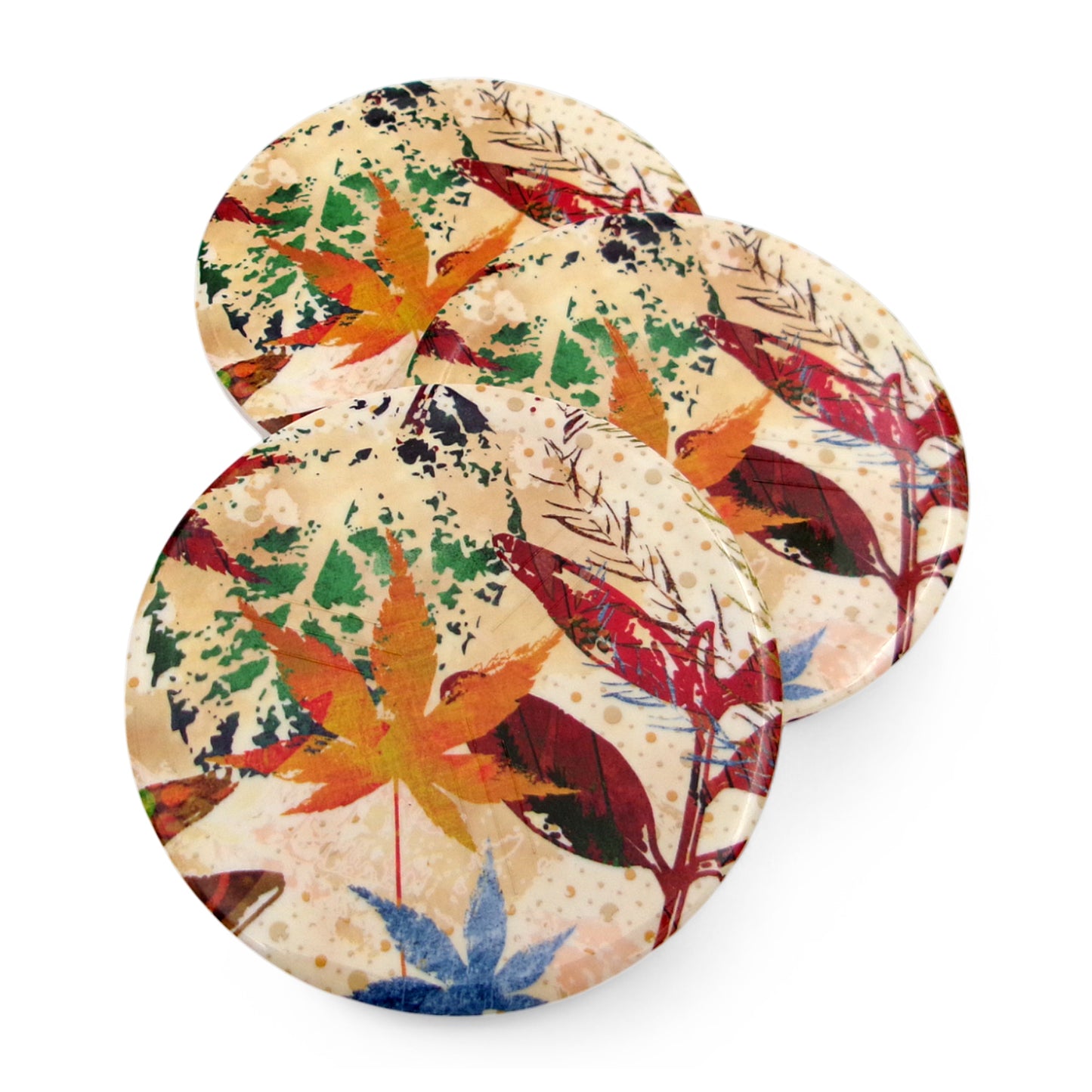 SUPERWARE | Pure Melamine | Coasters- Floresta on White | Set Of 8 Pcs | Stain Free, Glazed Finish