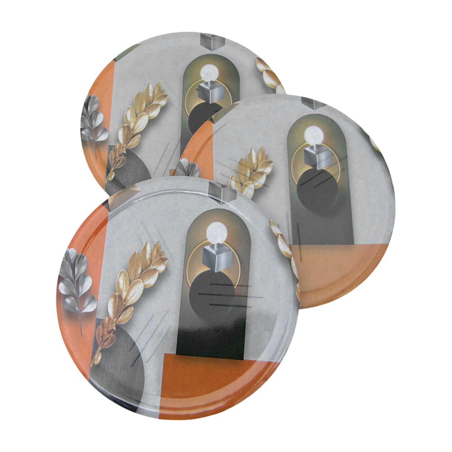 SUPERWARE | Pure Melamine | Coasters - Foliage On Black | Set Of 8 Pcs | Stain Free, Glazed Finish
