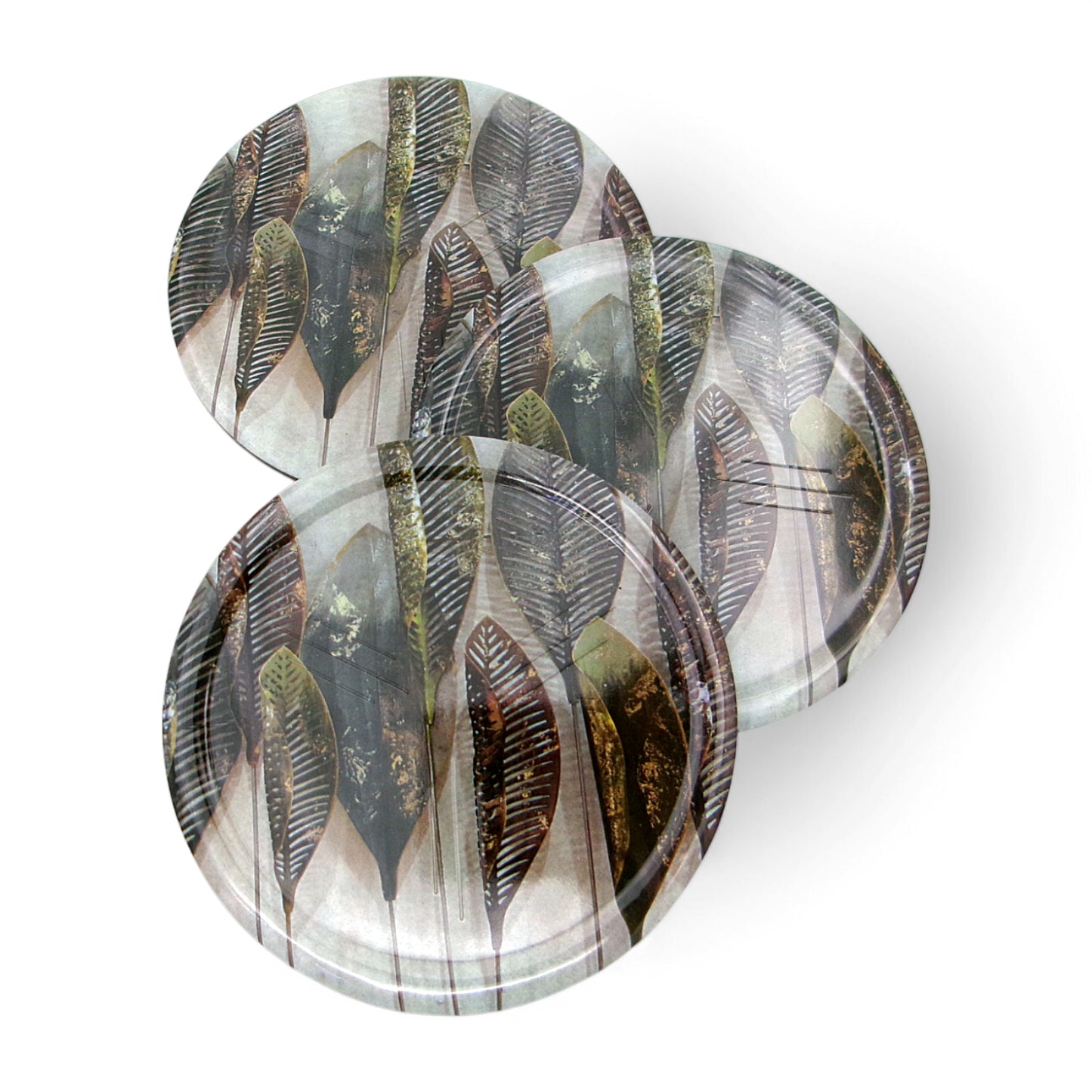SUPERWARE | Pure Melamine | Coasters - Layla Leave On Black | Set Of 8 Pcs | Stain Free, Glazed Finish