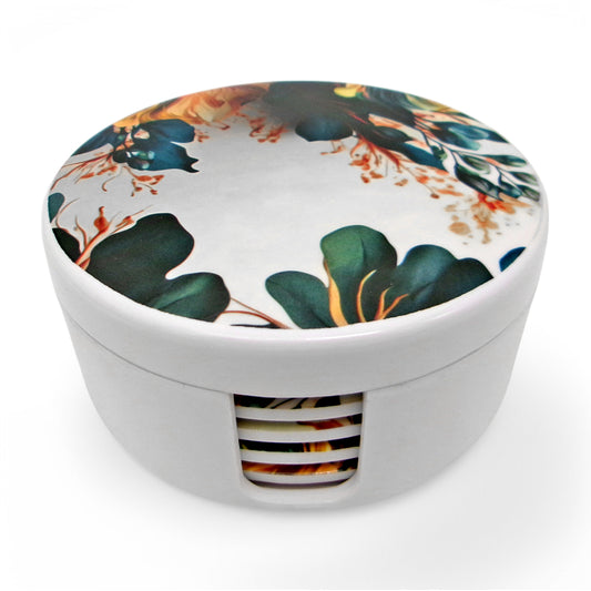 SUPERWARE | Pure Melamine | Coasters - Meadow on White | Set Of 8 Pcs | Stain Free, Glazed Finish
