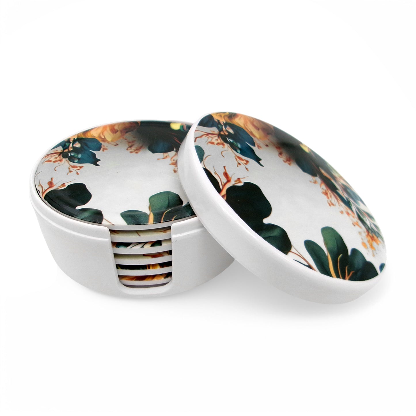 SUPERWARE | Pure Melamine | Coasters - Meadow on White | Set Of 8 Pcs | Stain Free, Glazed Finish