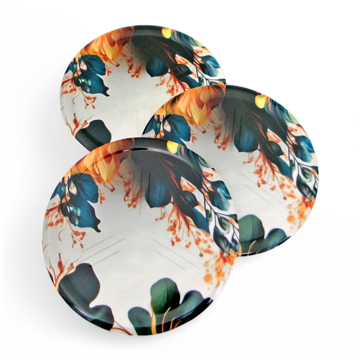 SUPERWARE | Pure Melamine | Coasters - Meadow on White | Set Of 8 Pcs | Stain Free, Glazed Finish