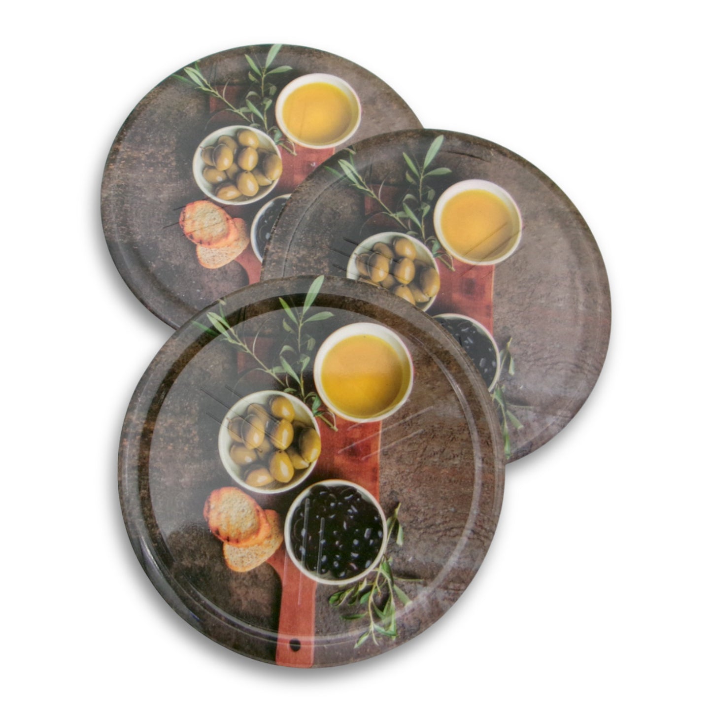 SUPERWARE | Pure Melamine | Coasters - Olive Oil On White | Set Of 8 Pcs | Stain Free, Glazed Finish
