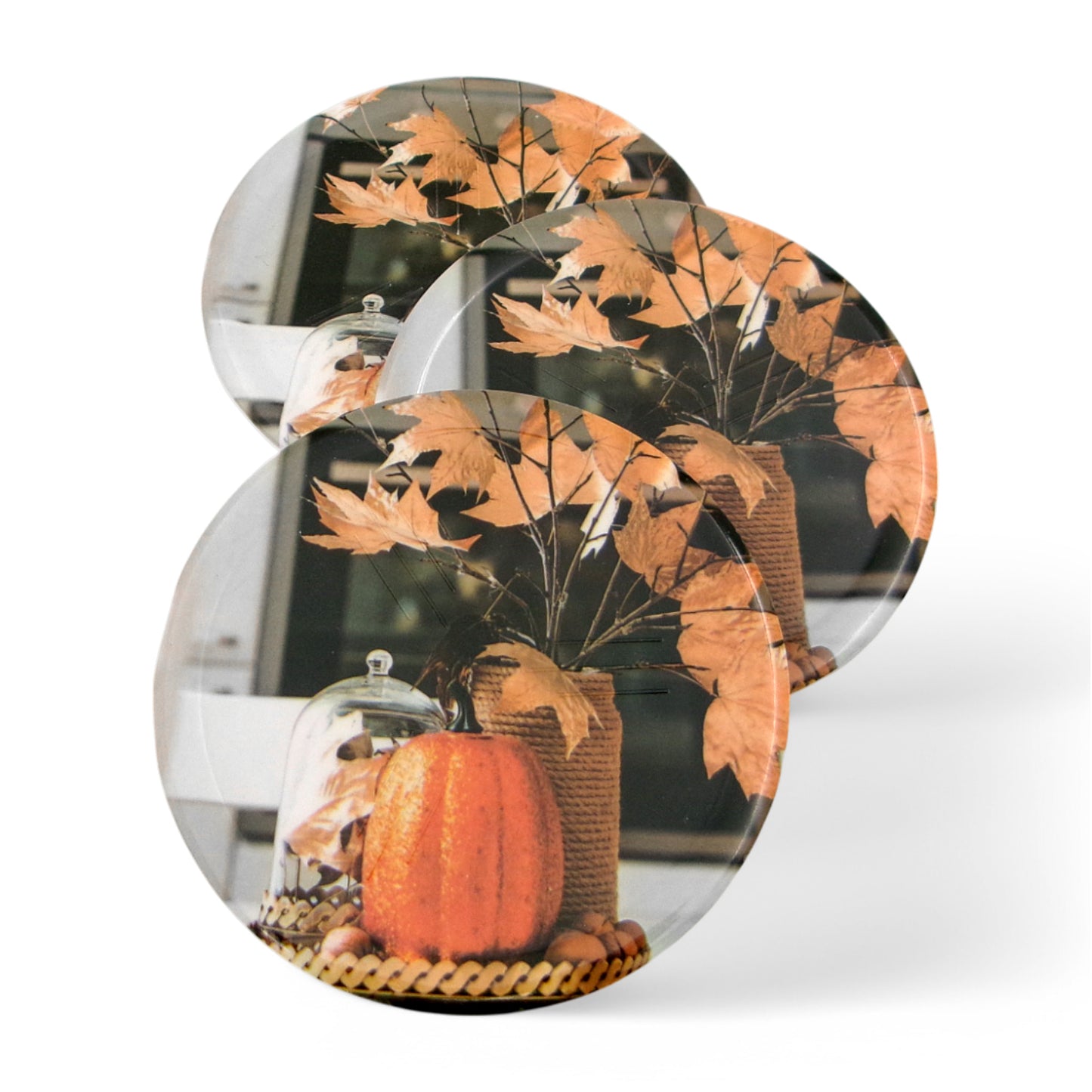 SUPERWARE | Pure Melamine | Coasters - Pumpkin On White | Set Of 8 Pcs | Stain Free, Glazed Finish