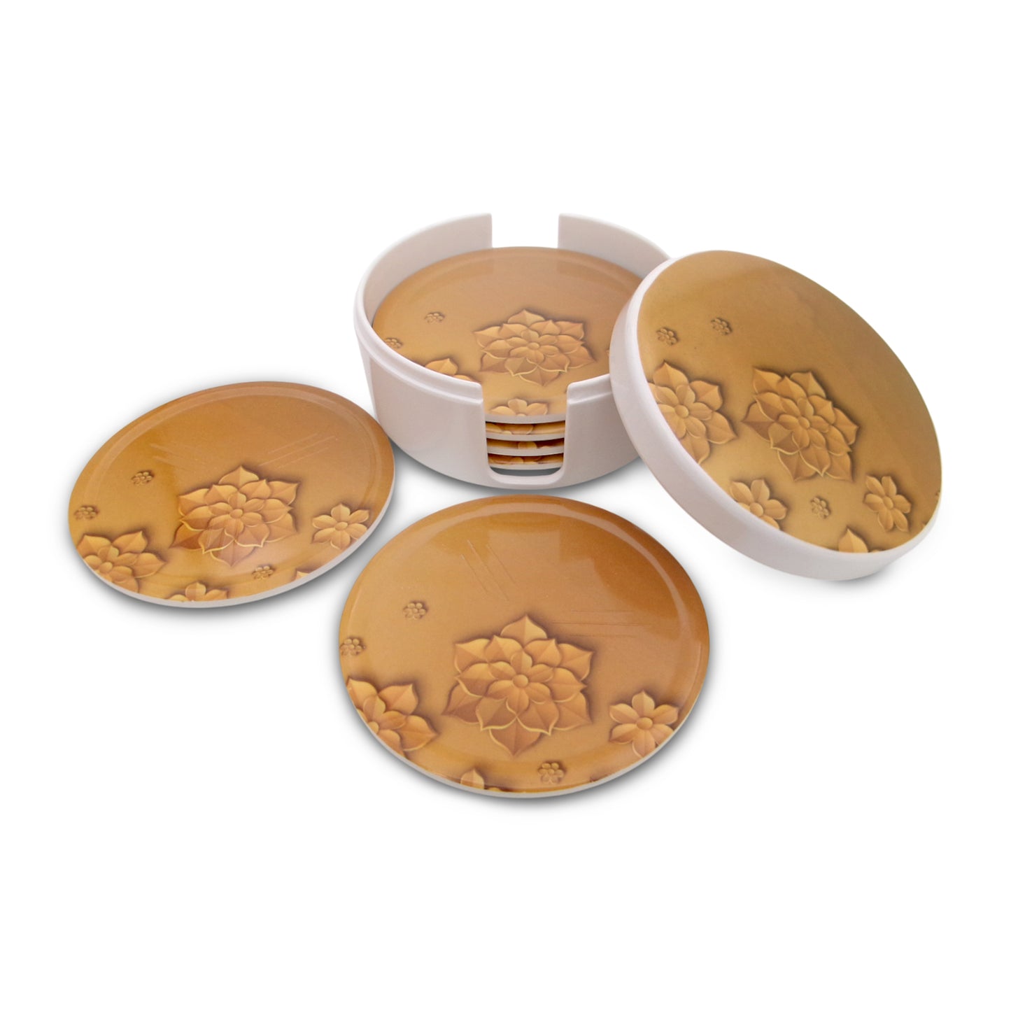 SUPERWARE | Pure Melamine | Coasters- Sunflower | Set Of 8 Pcs | Stain Free, Glazed Finish