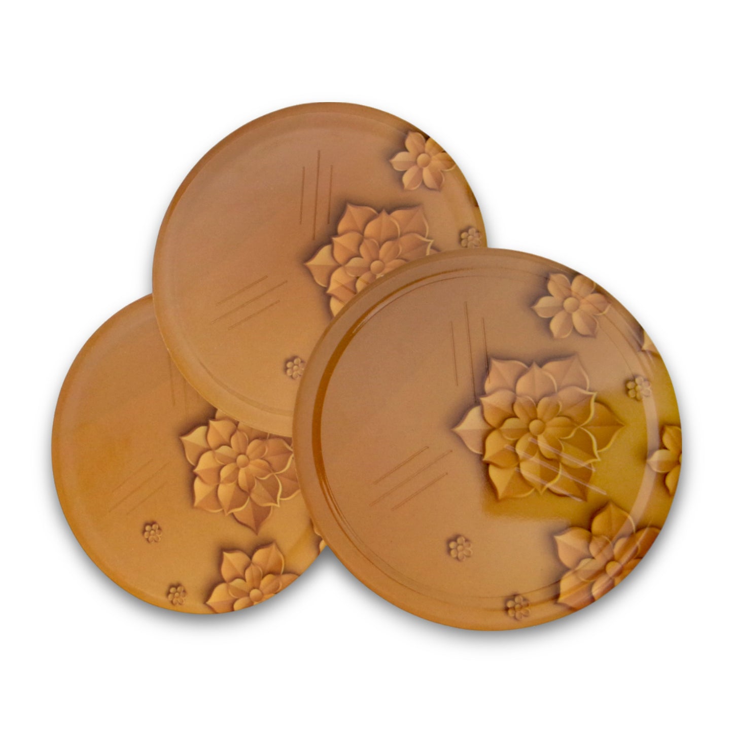 SUPERWARE | Pure Melamine | Coasters- Sunflower | Set Of 8 Pcs | Stain Free, Glazed Finish