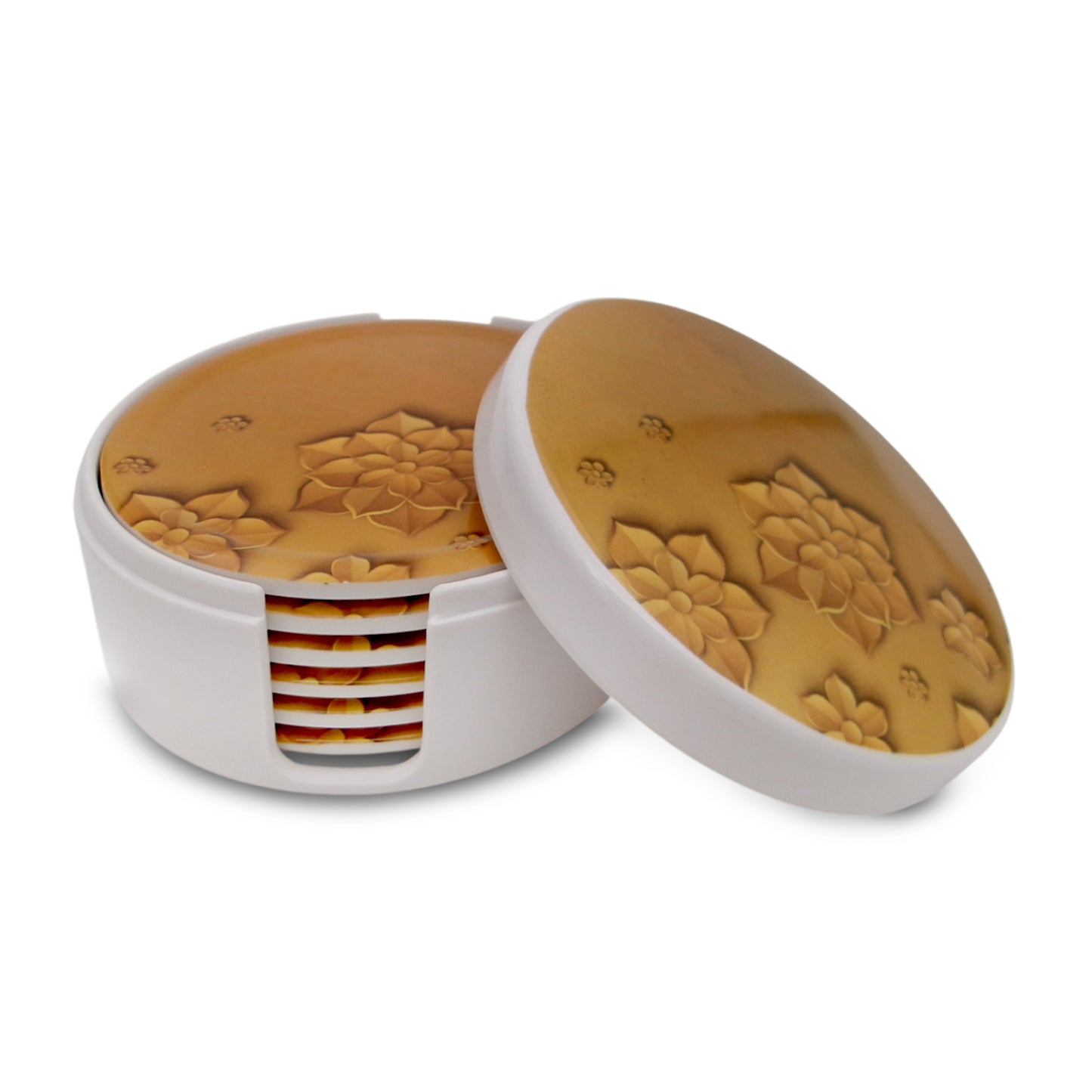SUPERWARE | Pure Melamine | Coasters- Sunflower | Set Of 8 Pcs | Stain Free, Glazed Finish