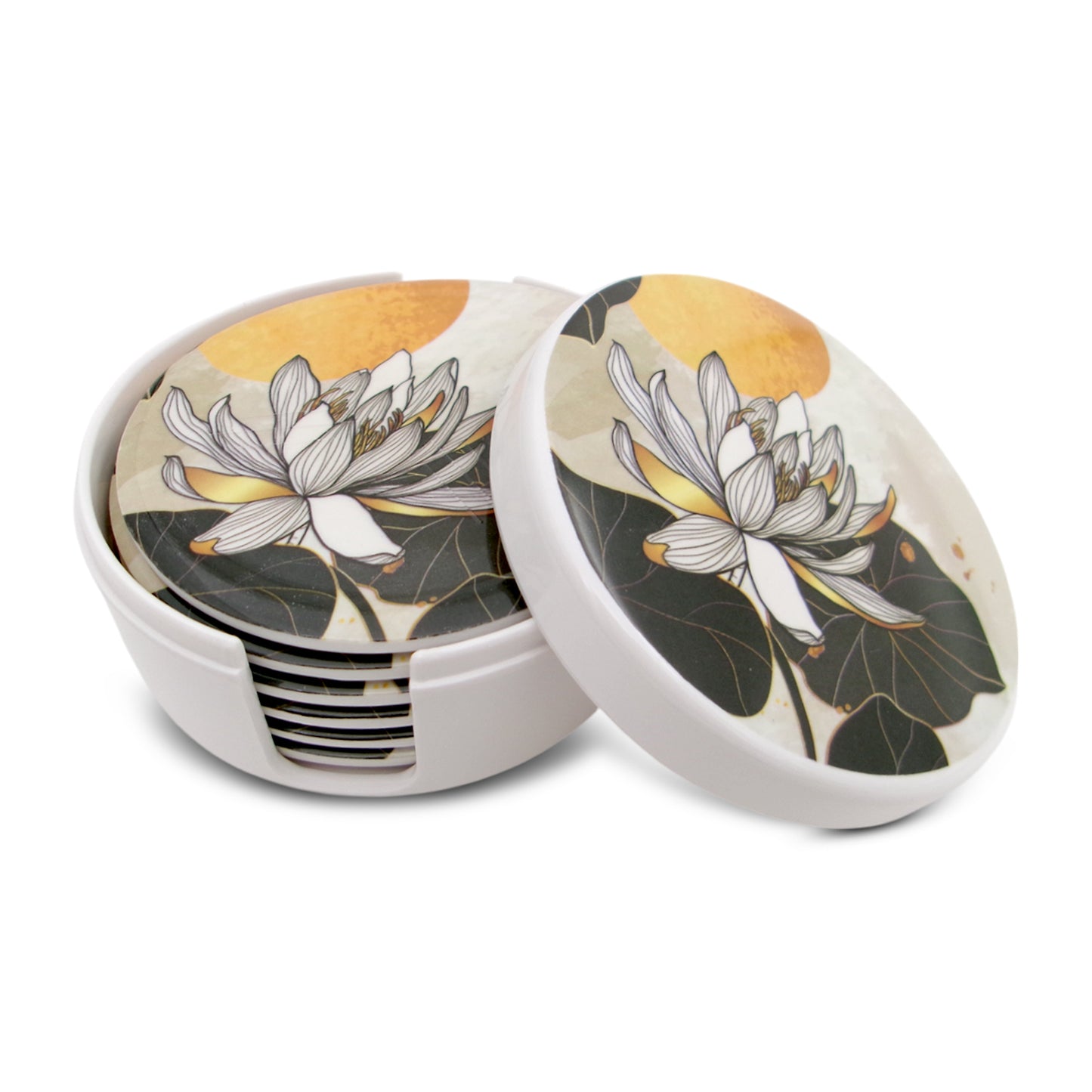 SUPERWARE | Pure Melamine | Coasters - Sun Room on White | Set Of 8 Pcs | Stain Free, Glazed Finish