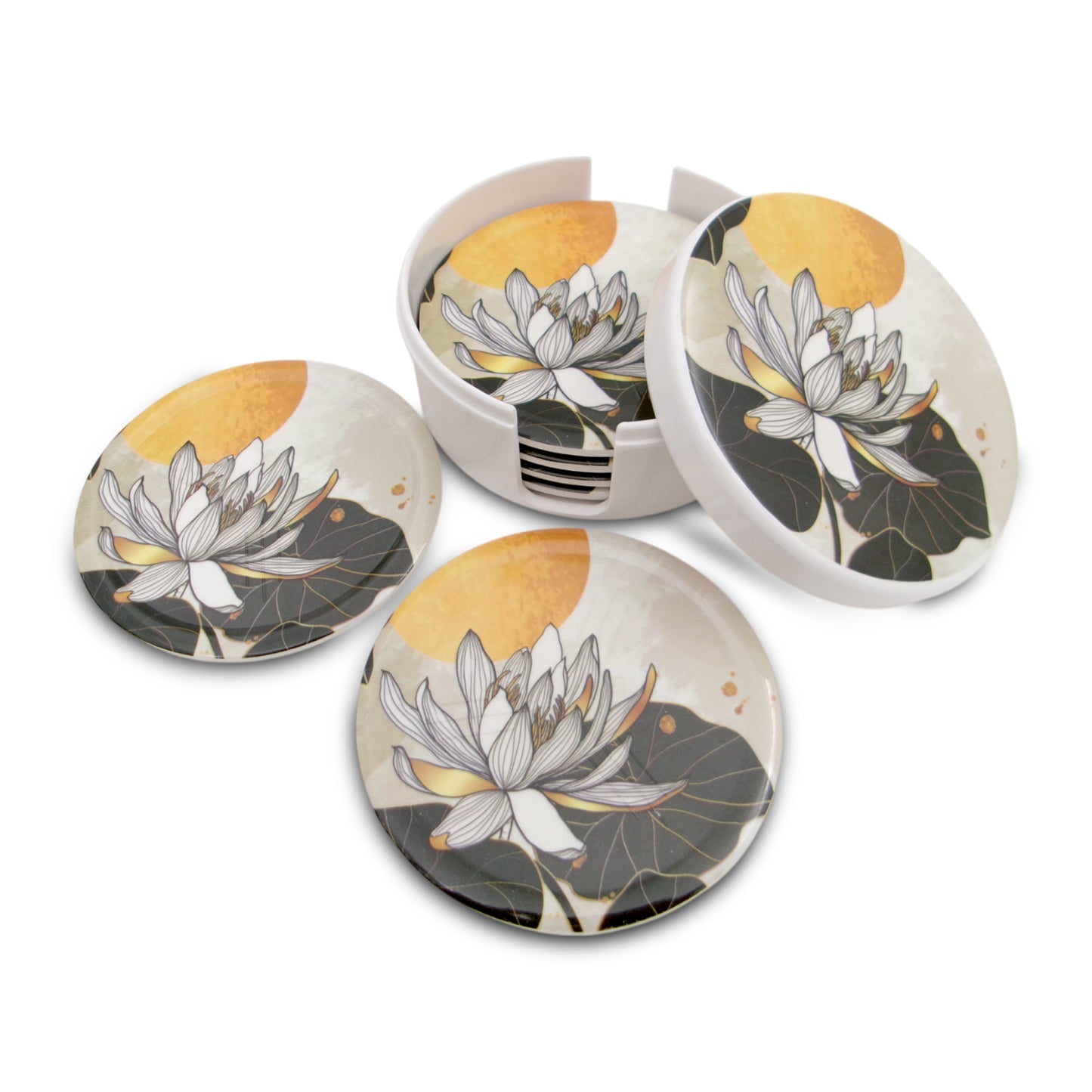 SUPERWARE | Pure Melamine | Coasters - Sun Room on White | Set Of 8 Pcs | Stain Free, Glazed Finish