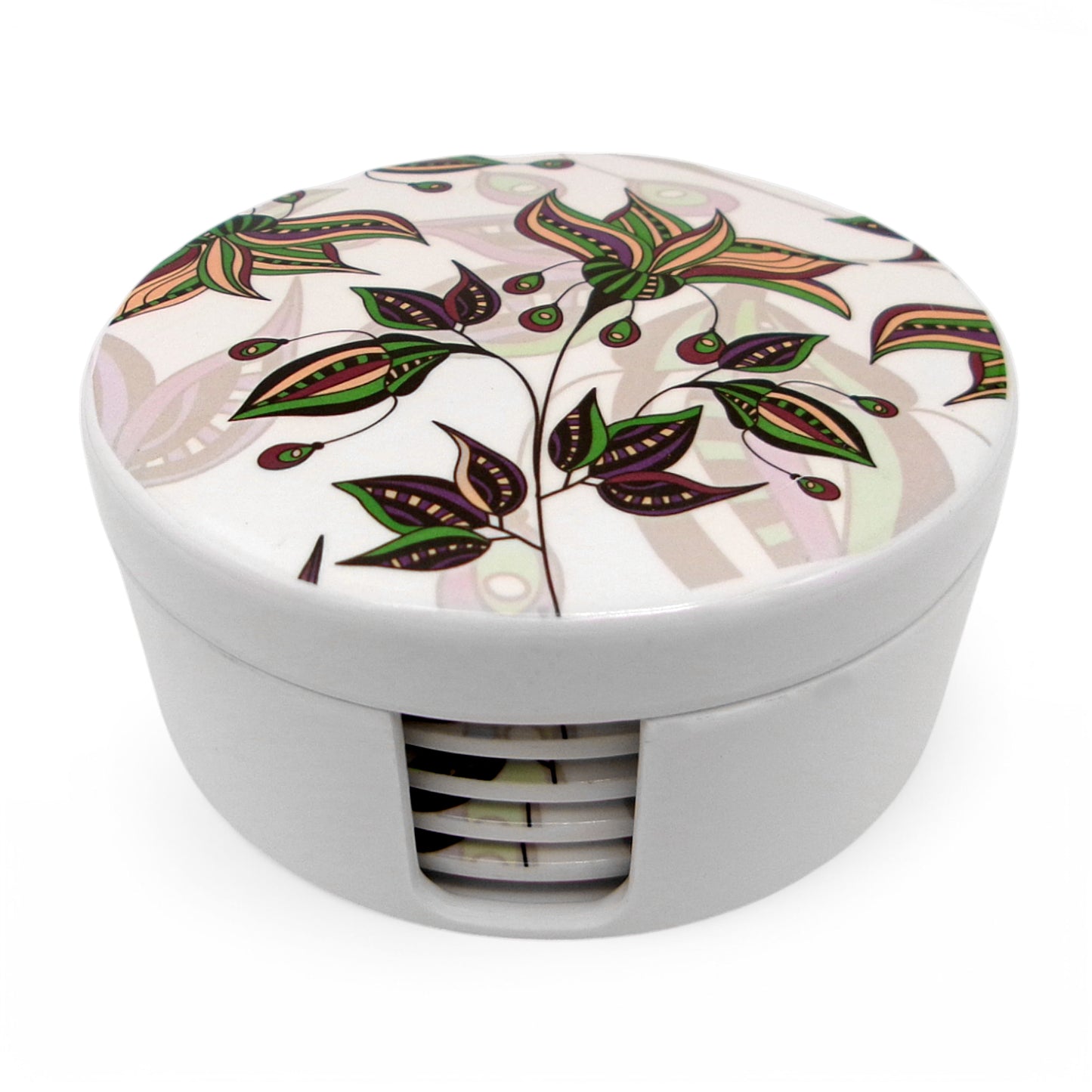SUPERWARE | Pure Melamine | Coasters - Vercelli on White | Set Of 8 Pcs | Stain Free, Glazed Finish