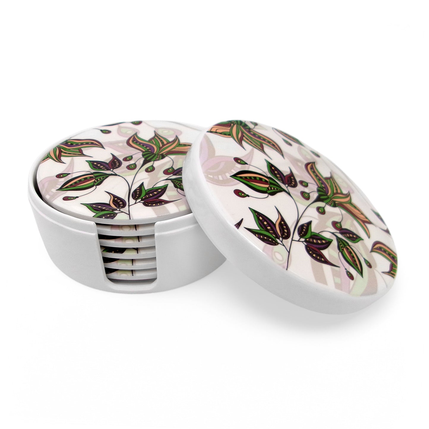 SUPERWARE | Pure Melamine | Coasters - Vercelli on White | Set Of 8 Pcs | Stain Free, Glazed Finish