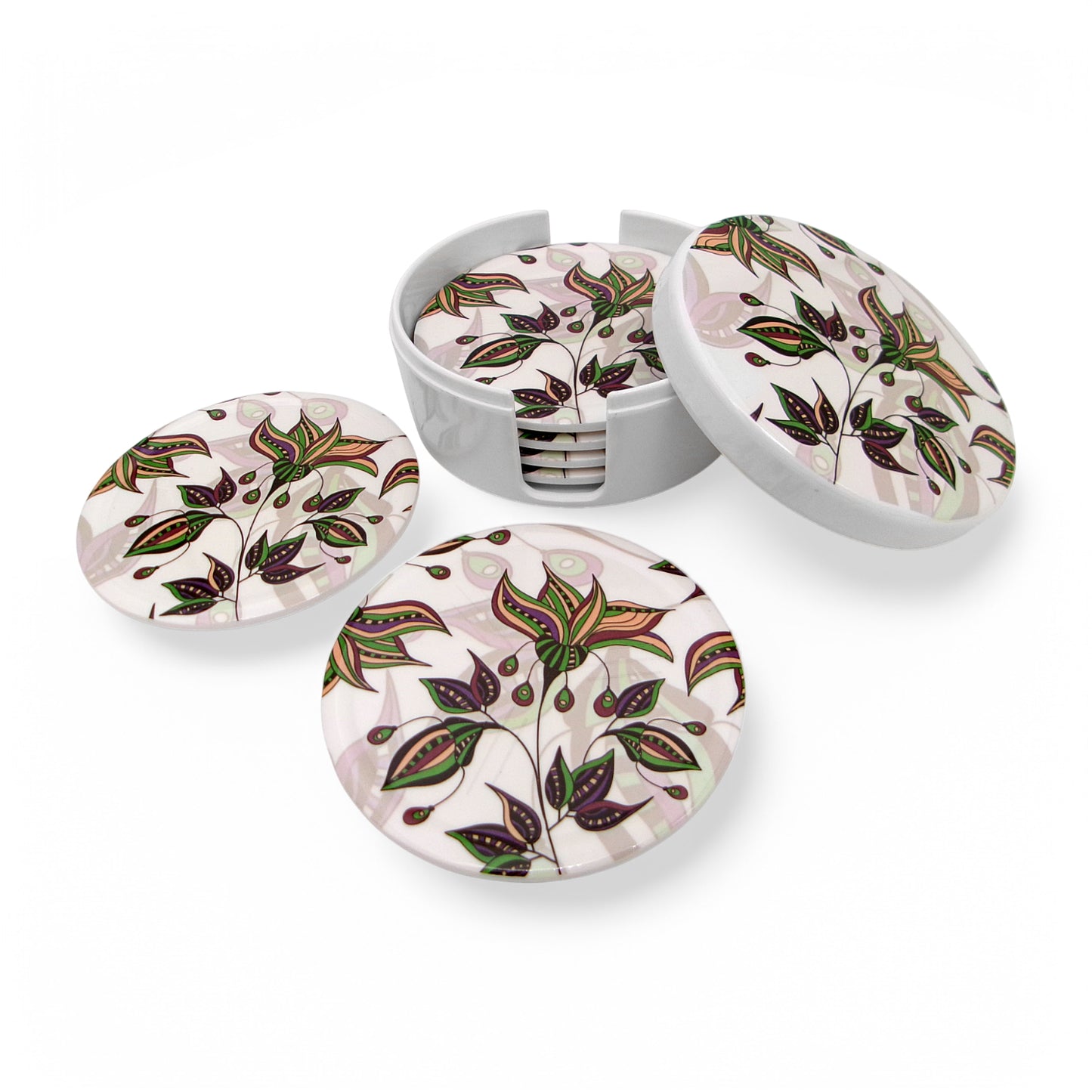 SUPERWARE | Pure Melamine | Coasters - Vercelli on White | Set Of 8 Pcs | Stain Free, Glazed Finish