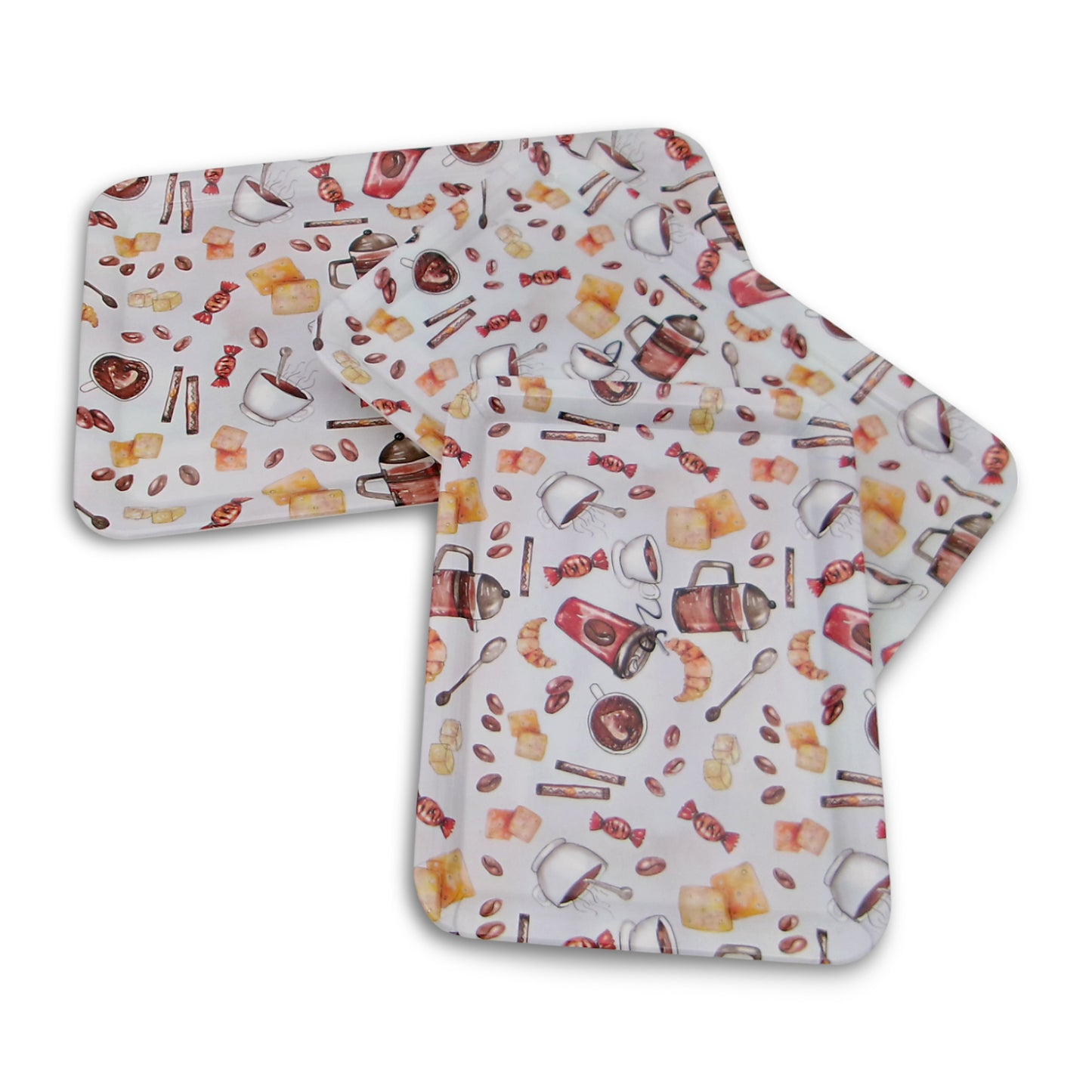 SUPERWARE | Pure Melamine | Retro Tray Set - Coffee Drink | Set Of 3 Pcs.| Stain Free, Glazed Finish