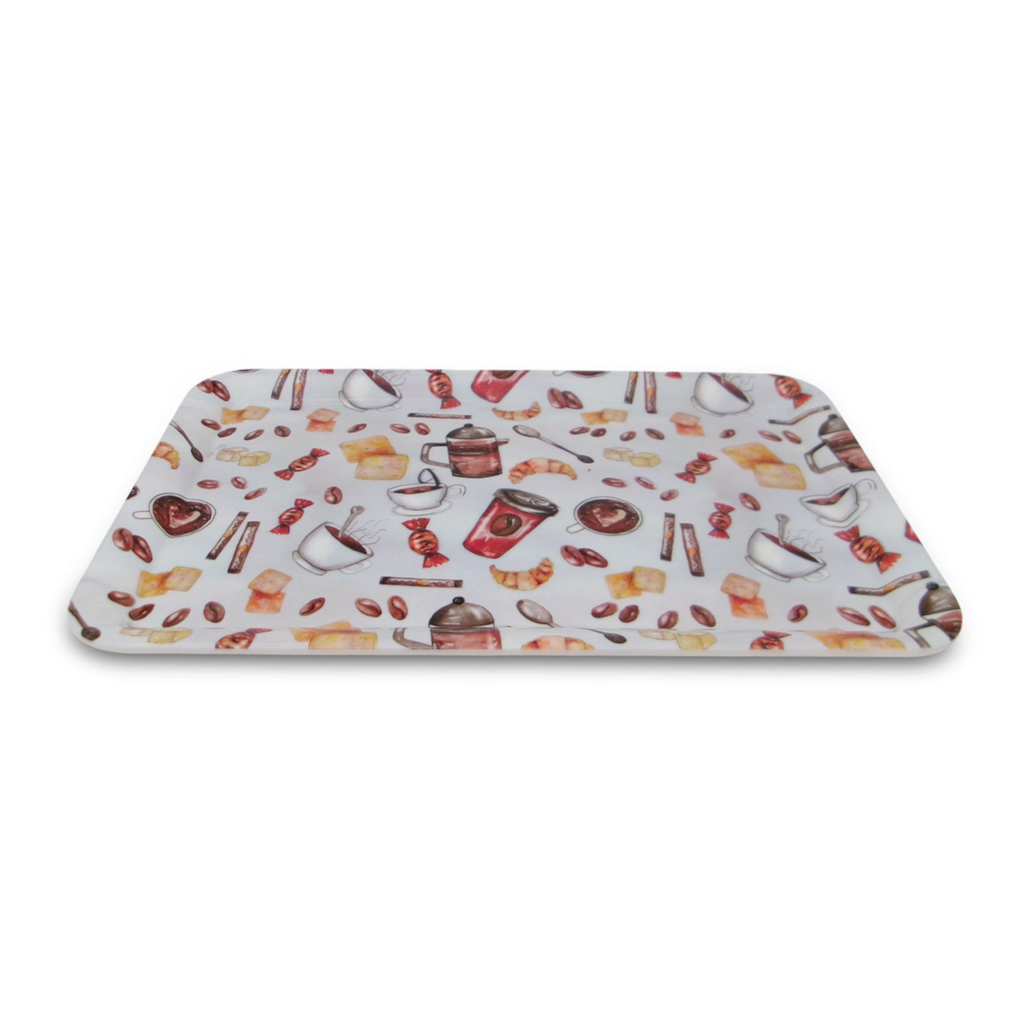 SUPERWARE | Pure Melamine | Retro Tray Set - Coffee Drink | Set Of 3 Pcs.| Stain Free, Glazed Finish