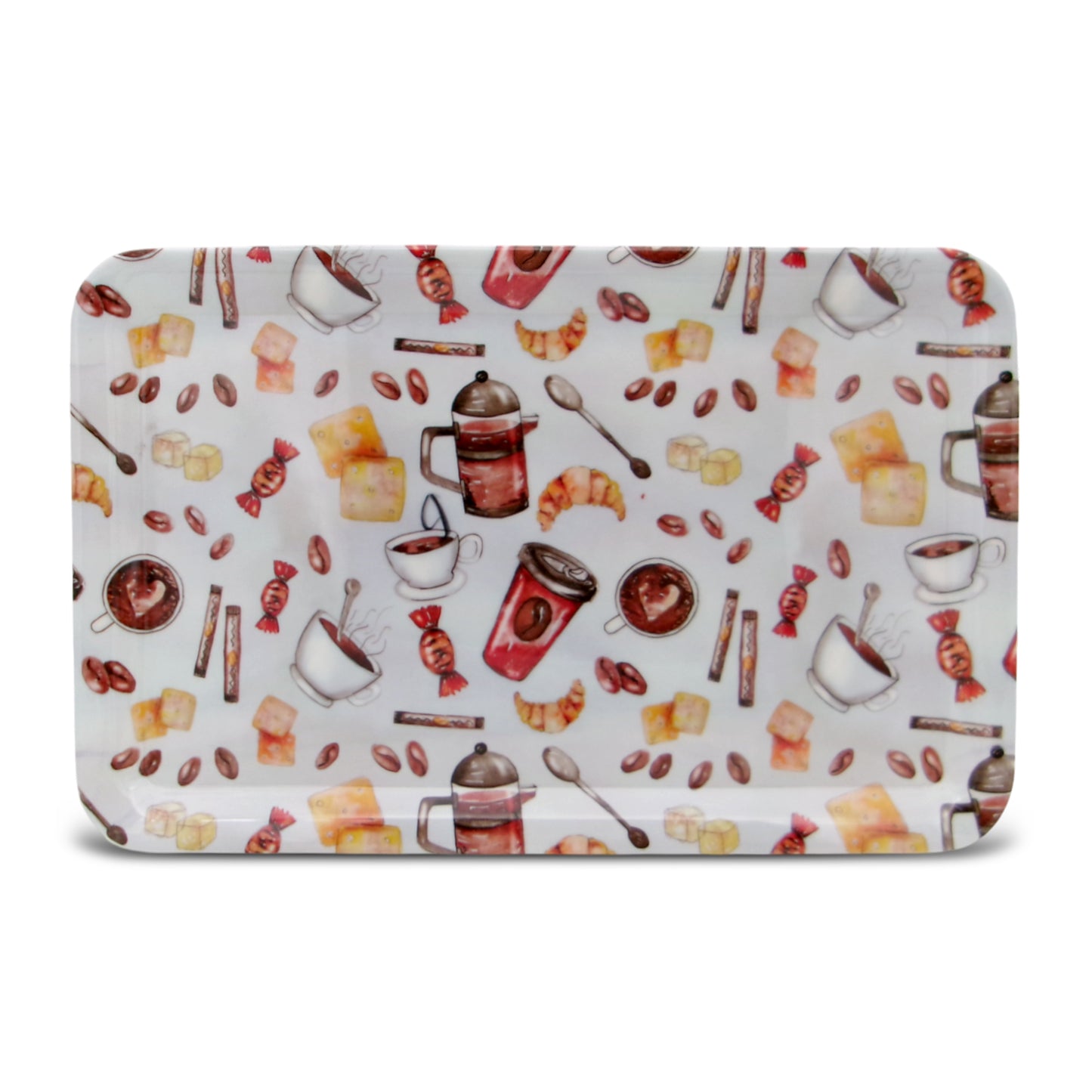 SUPERWARE | Pure Melamine | Retro Tray Set - Coffee Drink | Set Of 3 Pcs.| Stain Free, Glazed Finish