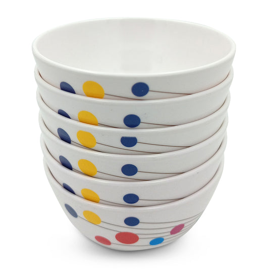 SUPERWARE | Pure Melamine | Soup Bowl Set - Colour Bubbles (4.5") | 6 Nos. | Stain Free, Glazed Finish