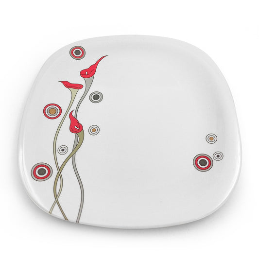 SUPERWARE | Pure Melamine | Buffet Plate Set – Flamingo Flower (12.5”) | 6 Nos. | Stain Free, Glazed Finish