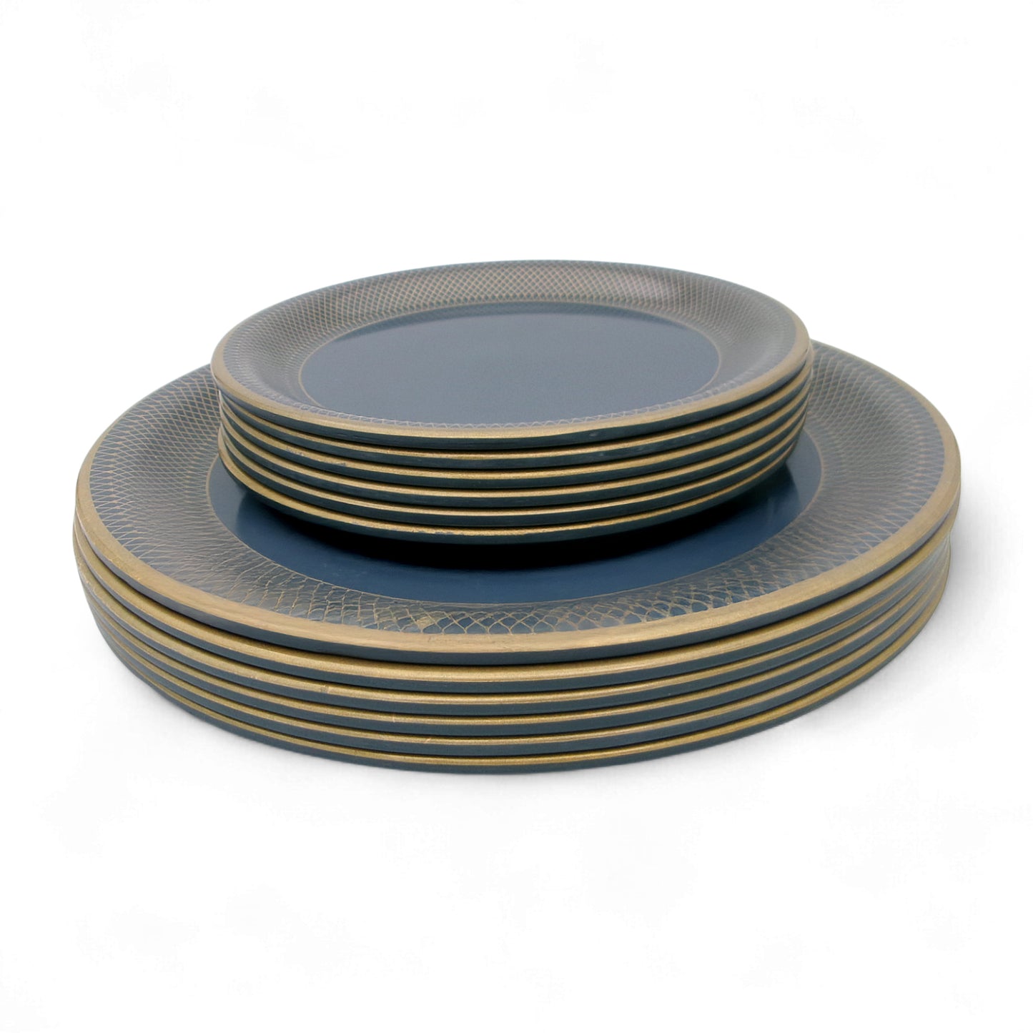 SUPERWARE | Pure Melamine | Dinner Set - Golden Glory Navy Blue | Set Of 40 Pcs. | Stain Free, Glazed Finish