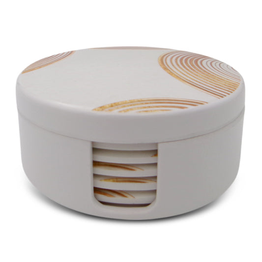 SUPERWARE | Pure Melamine | Coasters- Golden Ring | Set Of 8 Pcs | Stain Free, Glazed Finish
