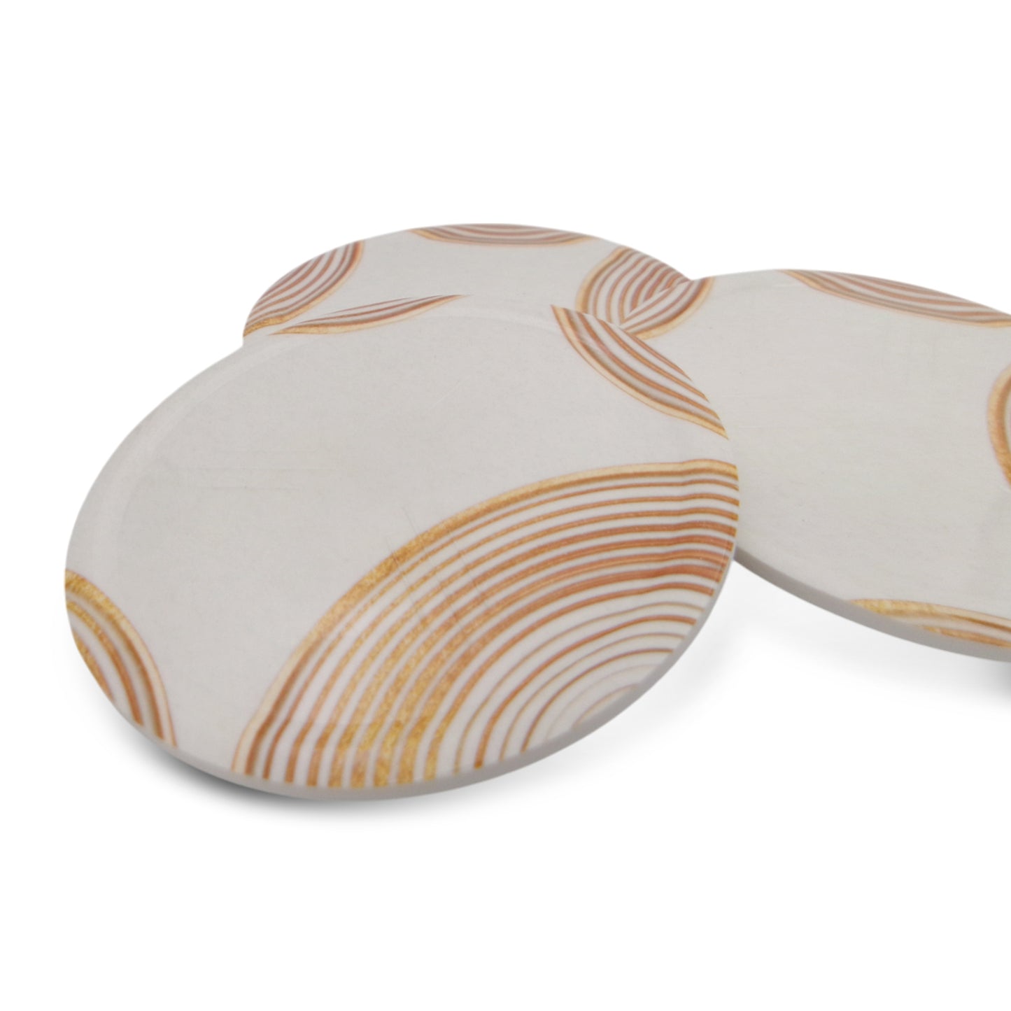 SUPERWARE | Pure Melamine | Coasters- Golden Ring | Set Of 8 Pcs | Stain Free, Glazed Finish