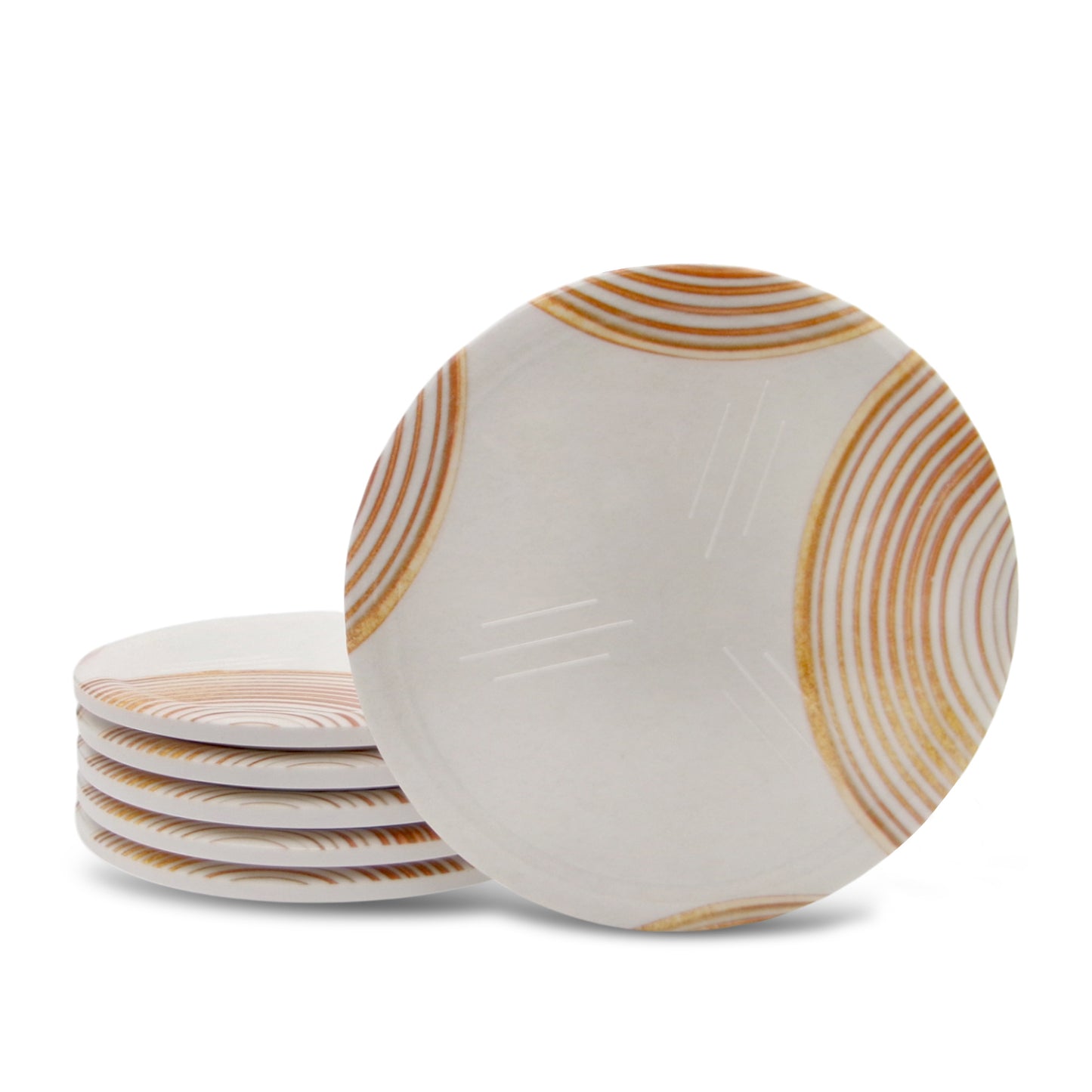 SUPERWARE | Pure Melamine | Coasters- Golden Ring | Set Of 8 Pcs | Stain Free, Glazed Finish