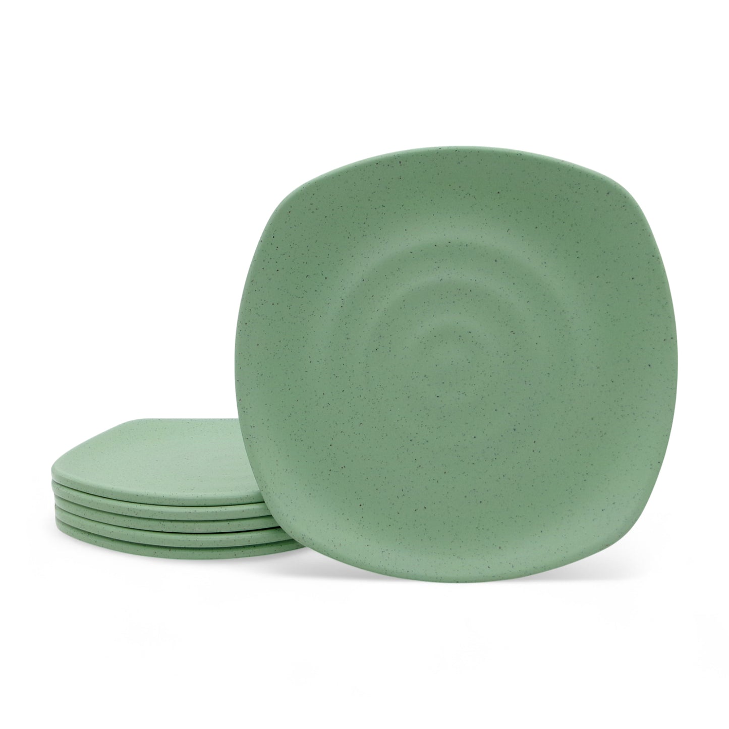 SUPERWARE | Pure Melamine | Square Small Plate Set - Green Sand (7.5") | 6 Nos. | Stain Free, Glazed Finish