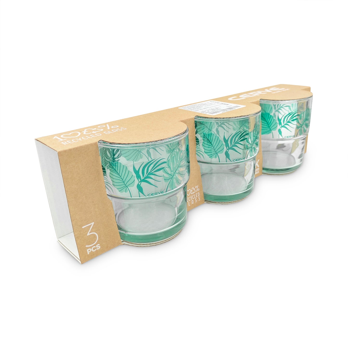 CERVE | Italy | Crystal Clear High Brilliance Lead Free Glass | Tumbler | GREENWOOD | 3 Nos.
