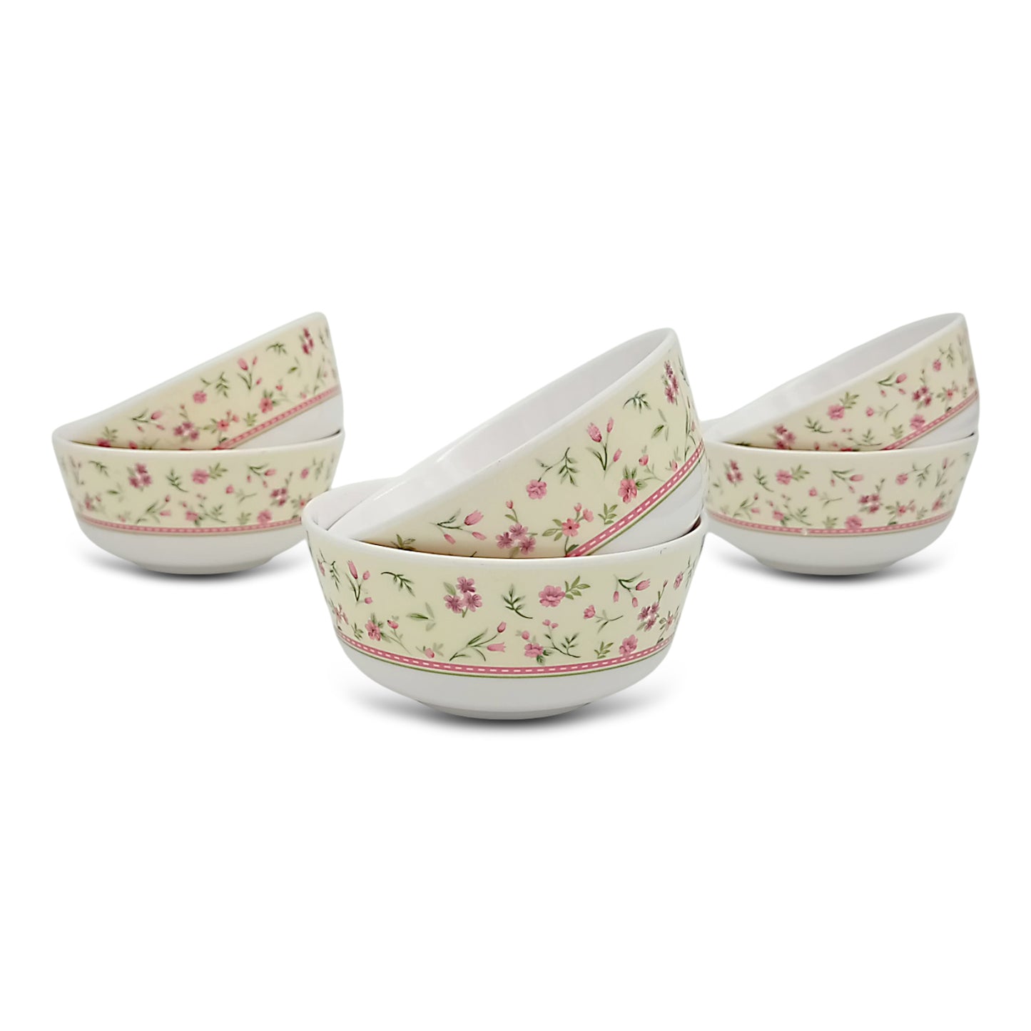 SUPERWARE | Pure Melamine | Soup Bowl Set - Rose Garden (4.5") | 6 Nos.| Stain Free, Glazed Finish