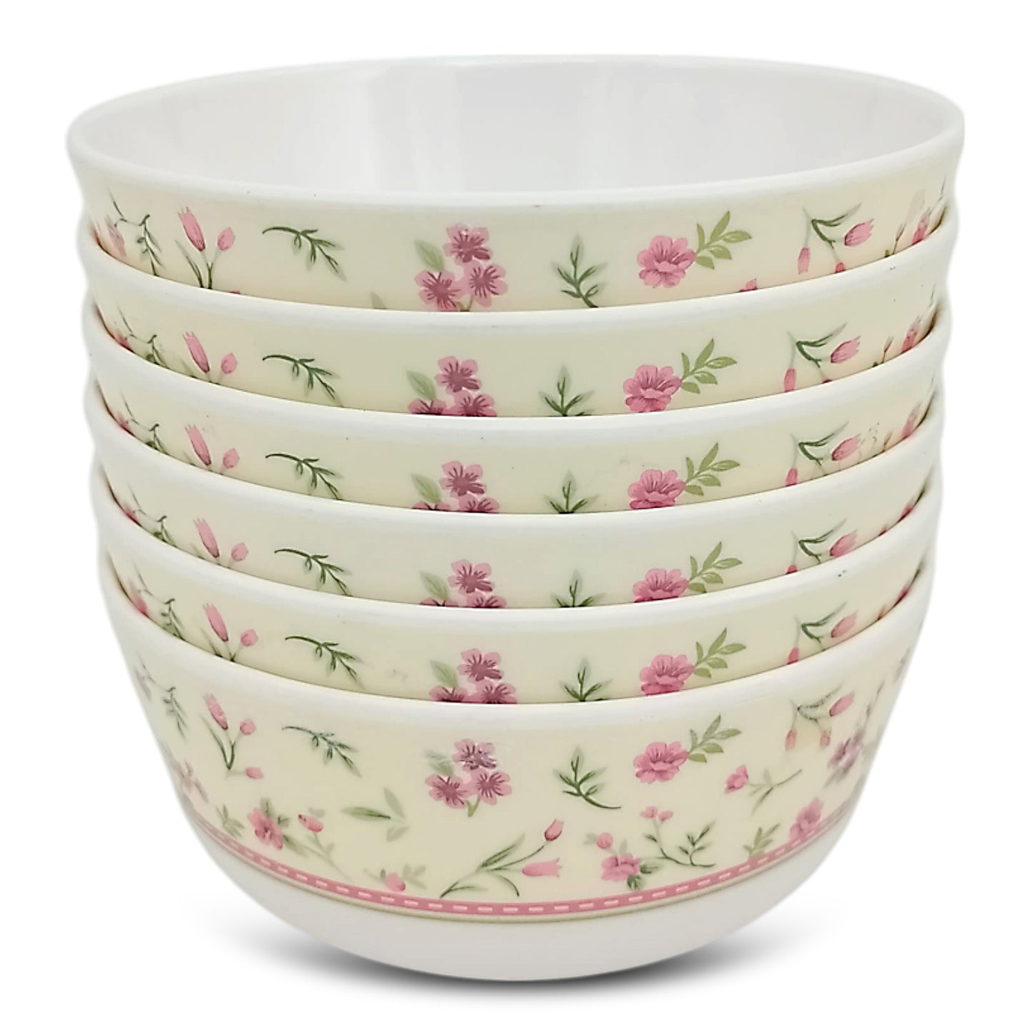 SUPERWARE | Pure Melamine | Bowl Set - Rose Garden 4" | 6 Nos. | Stain Free, Glazed Finish