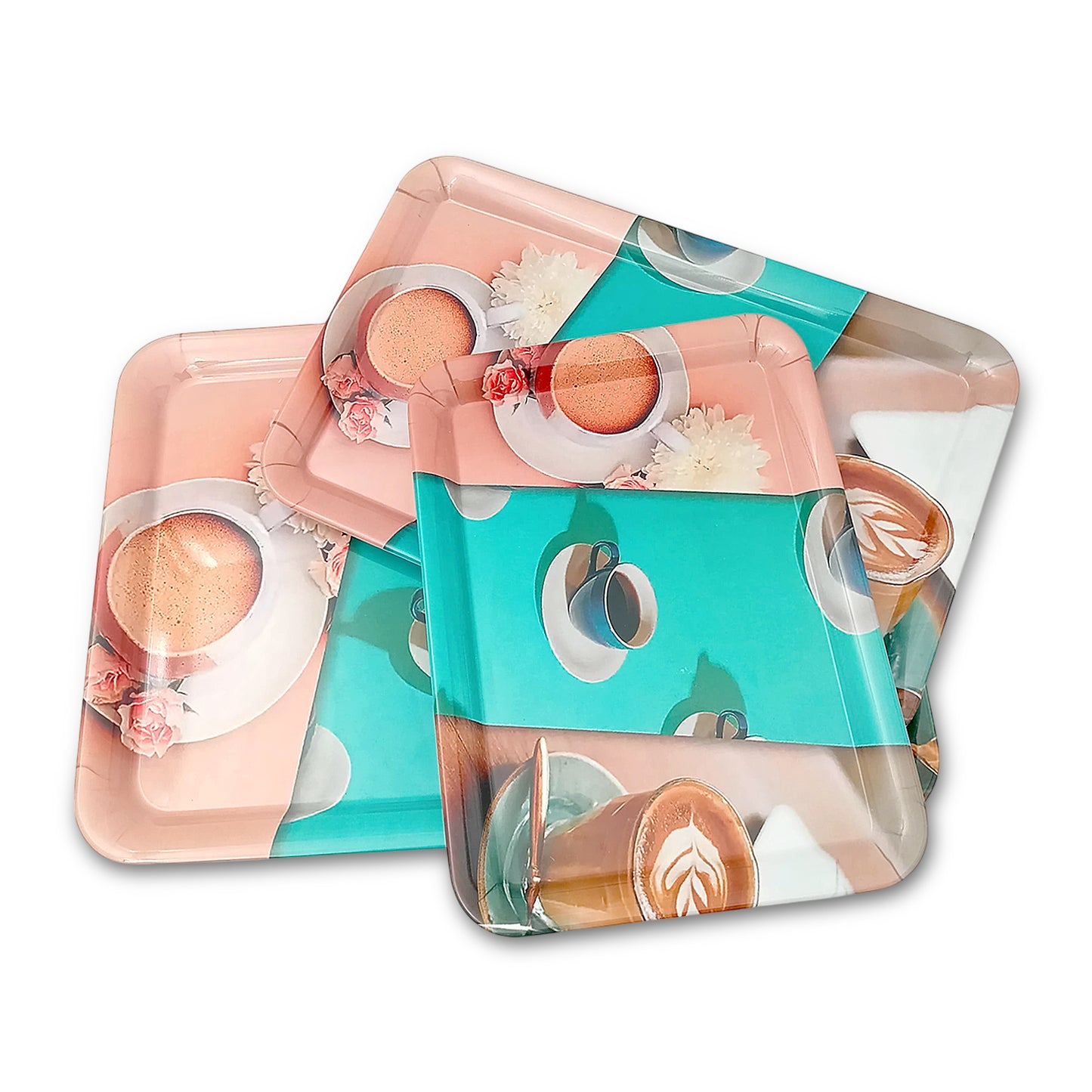 SUPERWARE | Pure Melamine | Retro Tray Set - LATTE | Set Of 3 Pcs.| Stain Free, Glazed Finish