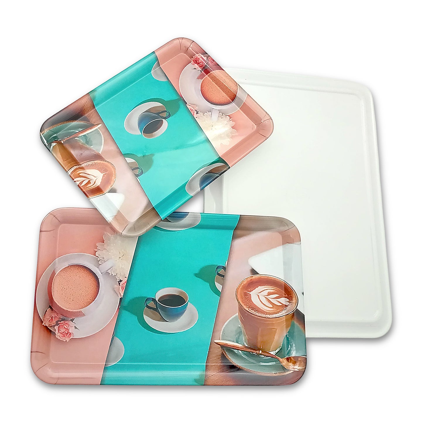 SUPERWARE | Pure Melamine | Retro Tray Set - LATTE | Set Of 3 Pcs.| Stain Free, Glazed Finish