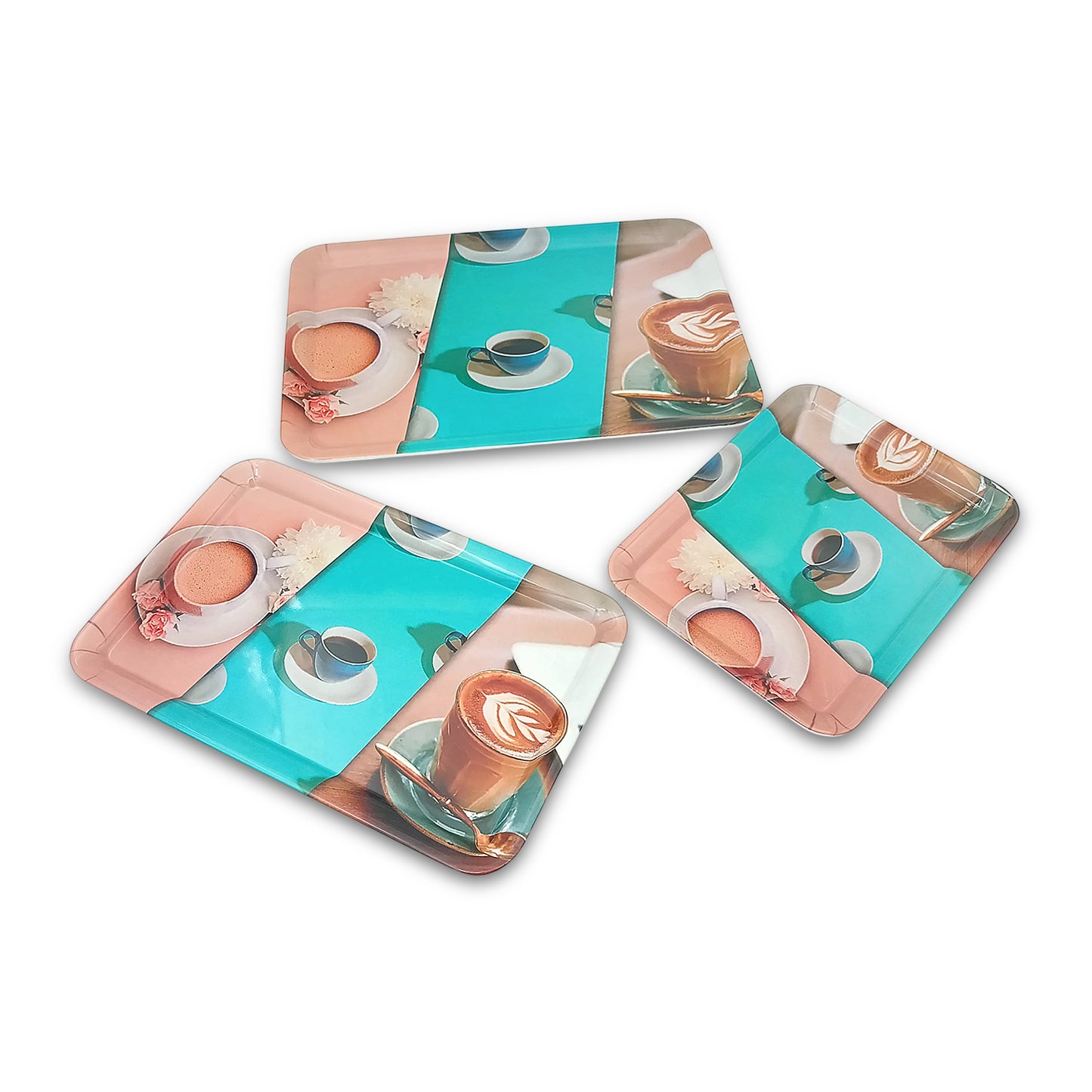 SUPERWARE | Pure Melamine | Retro Tray Set - LATTE | Set Of 3 Pcs.| Stain Free, Glazed Finish