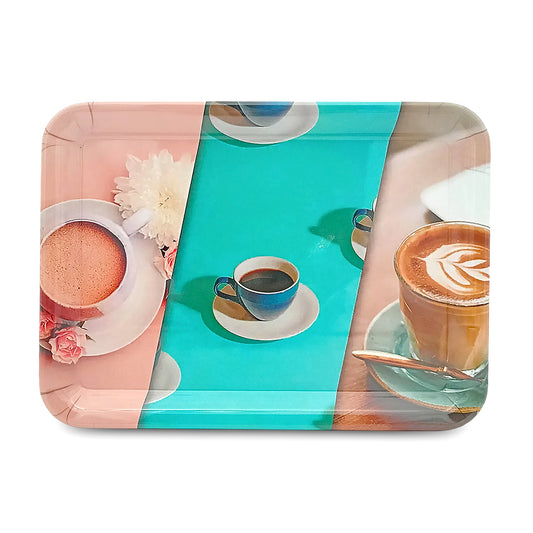 SUPERWARE | Pure Melamine | Retro Tray Set - LATTE | Set Of 3 Pcs.| Stain Free, Glazed Finish