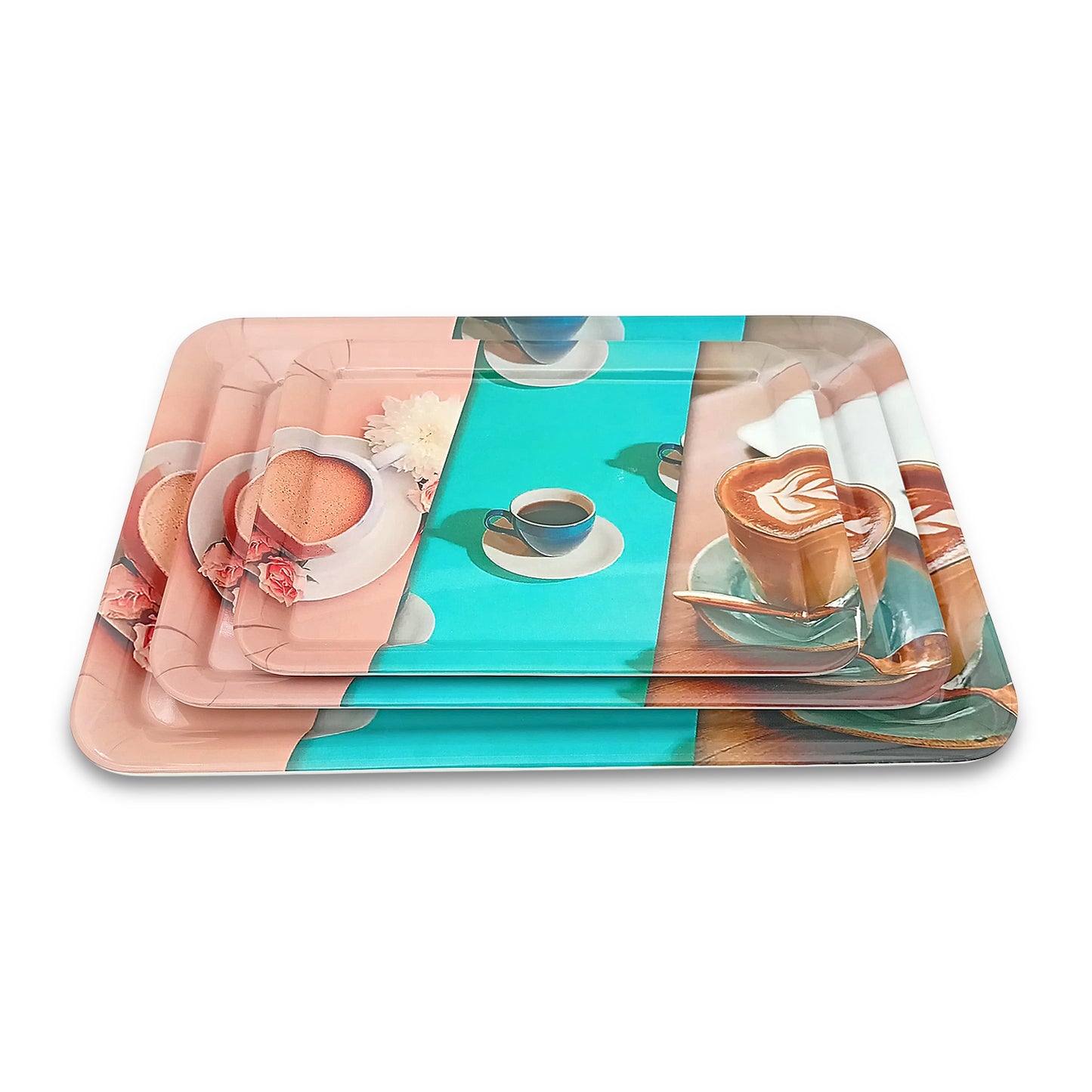 SUPERWARE | Pure Melamine | Retro Tray Set - LATTE | Set Of 3 Pcs.| Stain Free, Glazed Finish