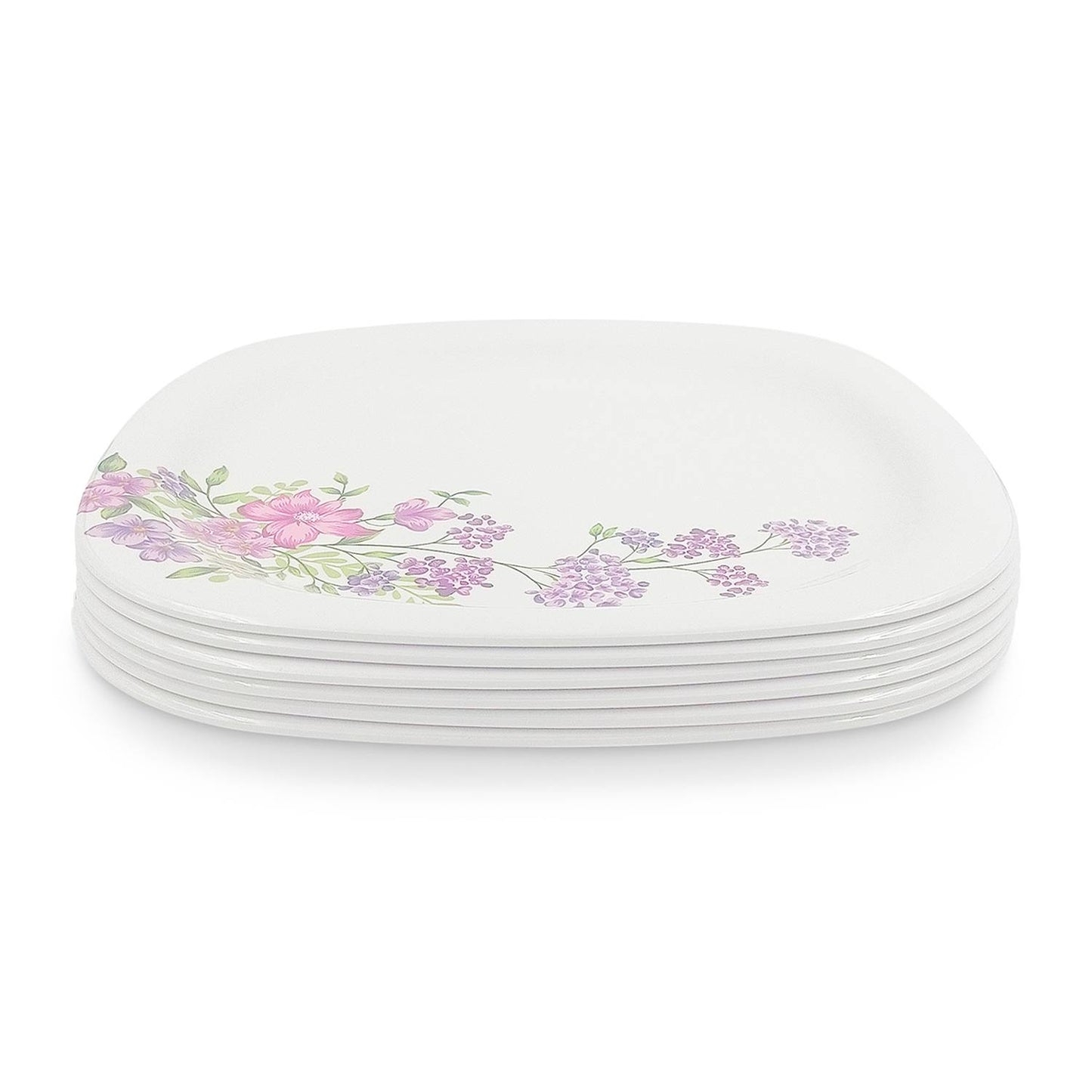 SUPERWARE | Pure Melamine | Small Plate Set - Lilac Flower (7.5") | 6 Nos.| Stain Free, Glazed Finish