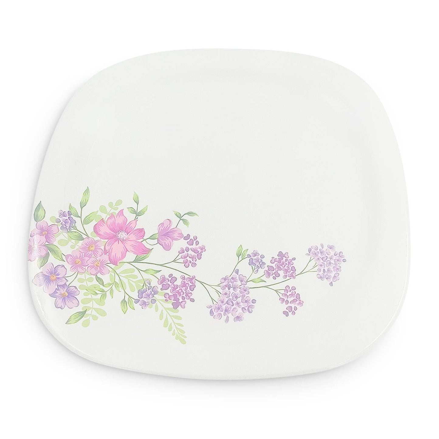 SUPERWARE | Pure Melamine | Small Plate Set - Lilac Flower (7.5") | 6 Nos.| Stain Free, Glazed Finish