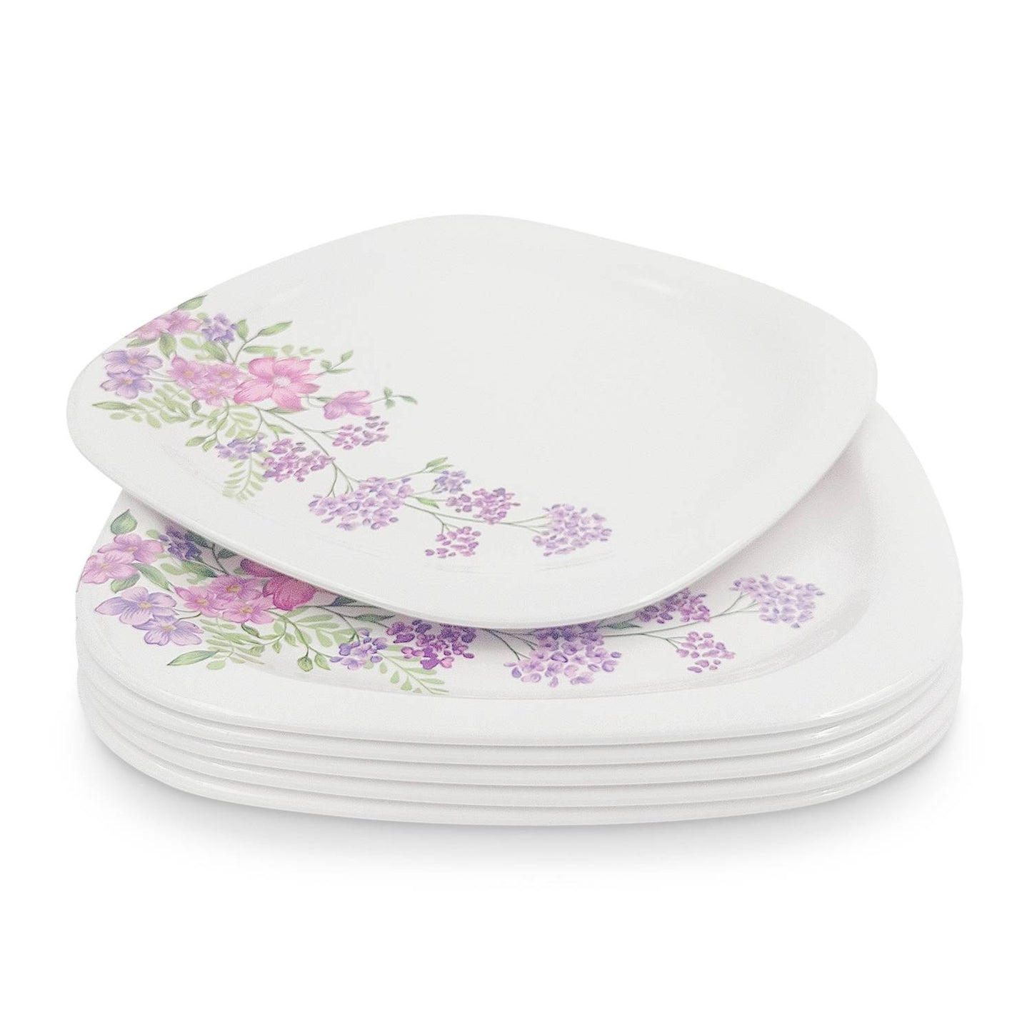 SUPERWARE | Pure Melamine | Small Plate Set - Lilac Flower (7.5") | 6 Nos.| Stain Free, Glazed Finish