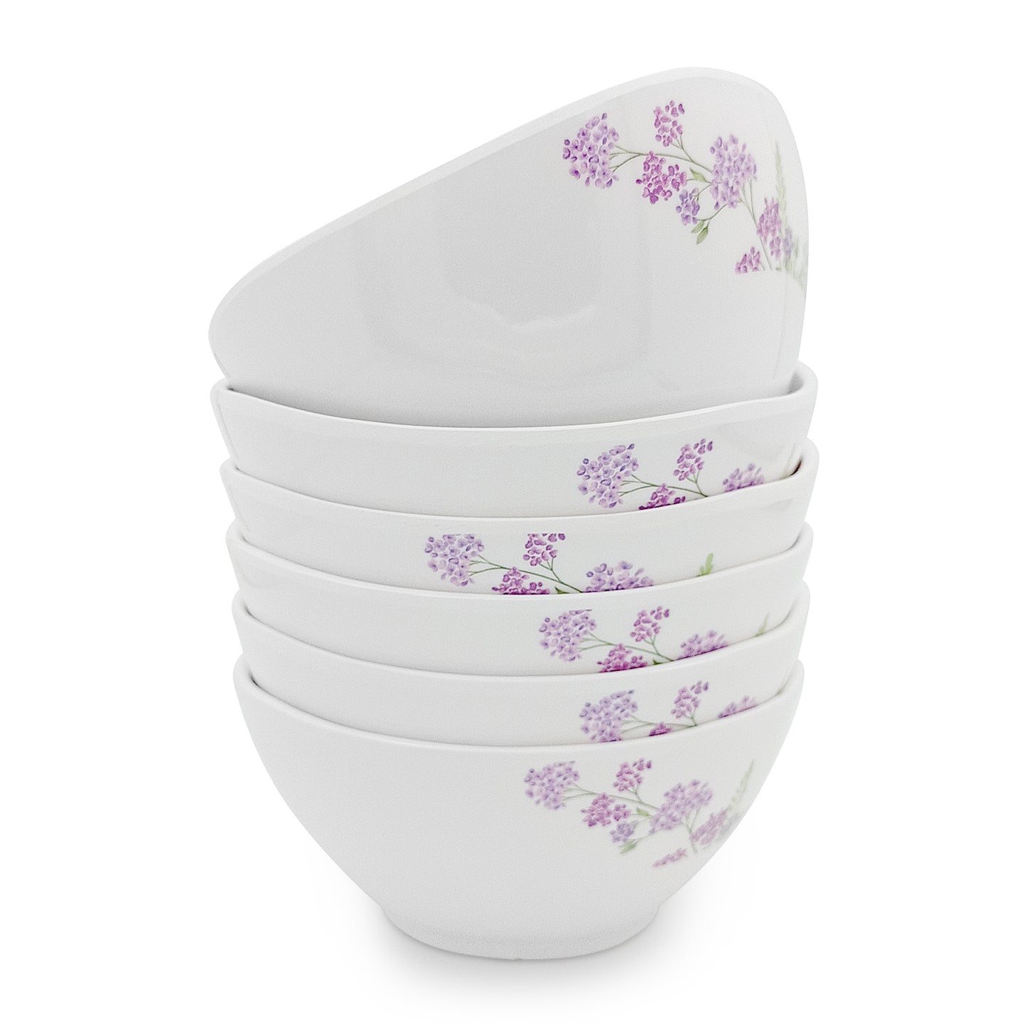 SUPERWARE | Pure Melamine | Bowl Set - Lilac Flower 4" | 6 Nos. | Stain Free, Glazed Finish
